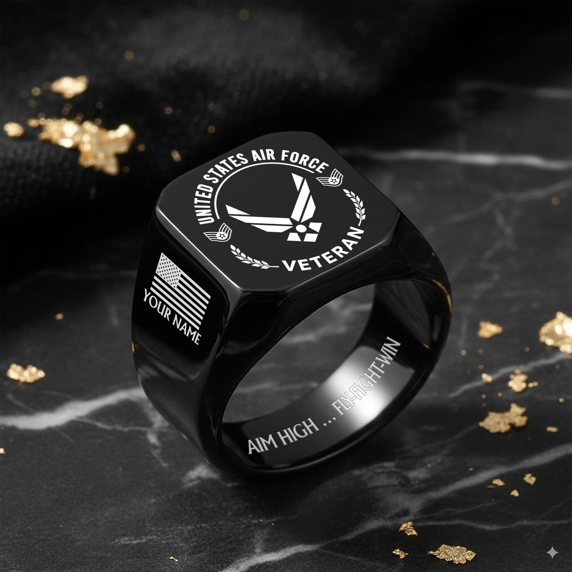 US Air Force , E 6 Air Force Technical Sergeant - Engraved Men's Ring - Image 8