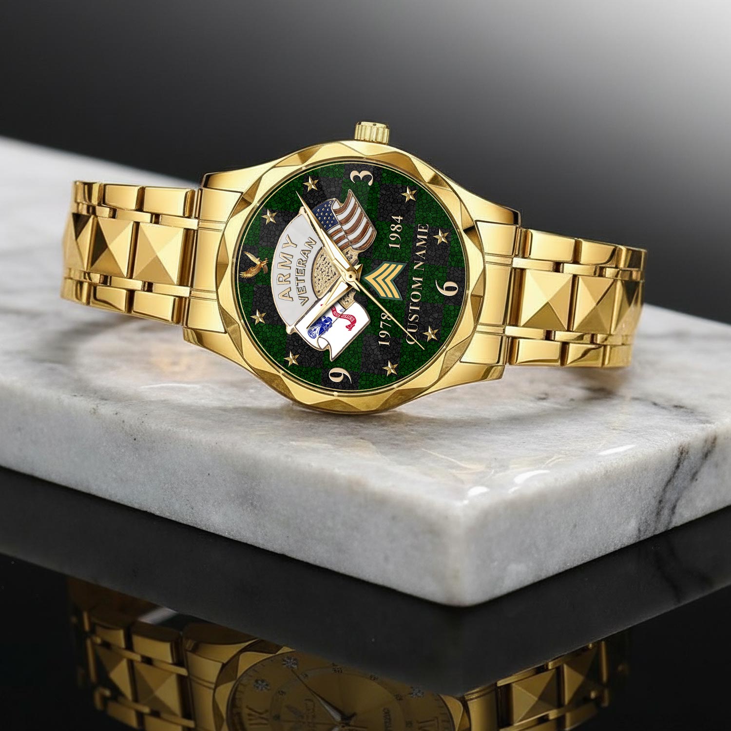 US Army, Freedom Over Fear - Diamond-Cut Bezel Watch - Image 2