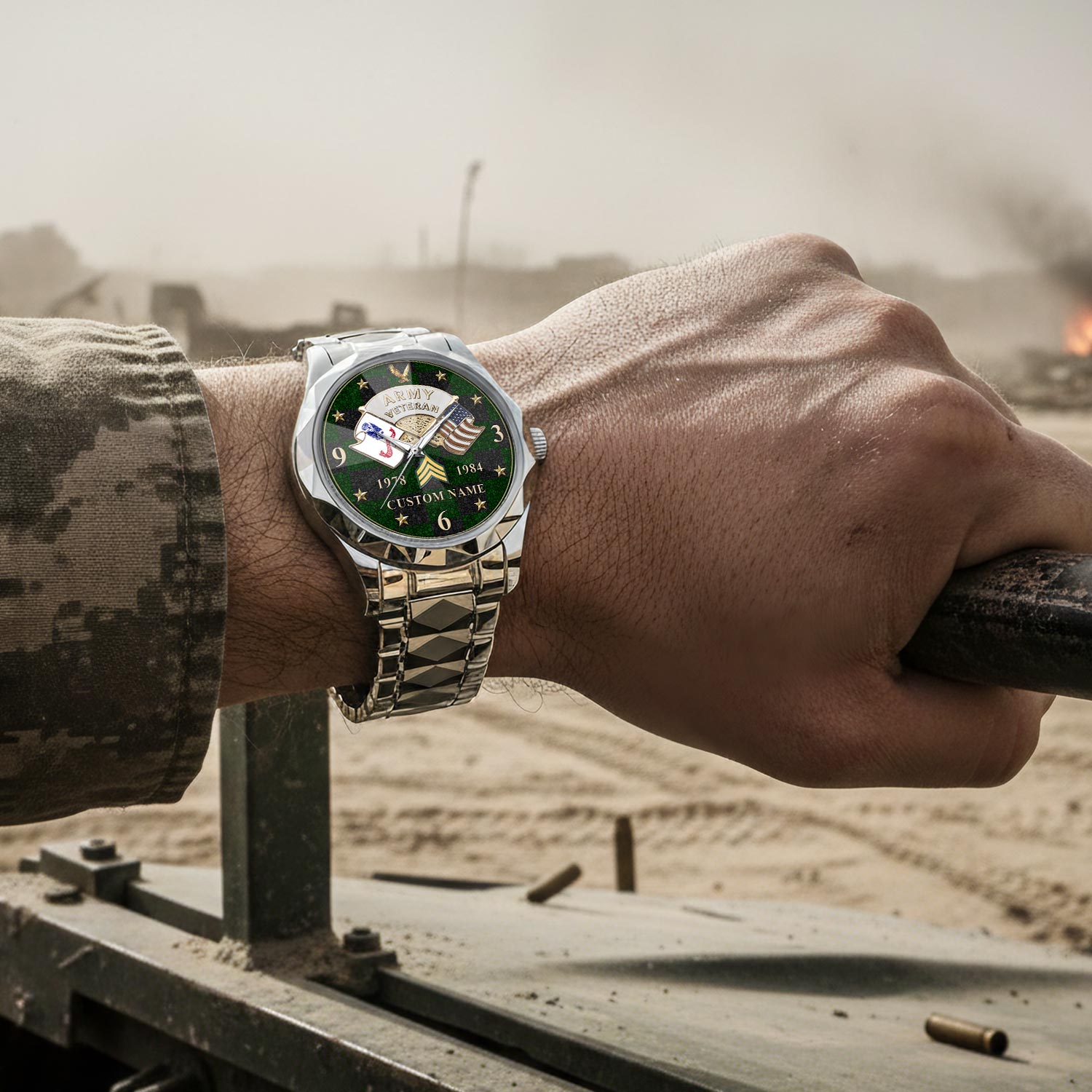 US Army, Freedom Over Fear - Diamond-Cut Bezel Watch - Image 4