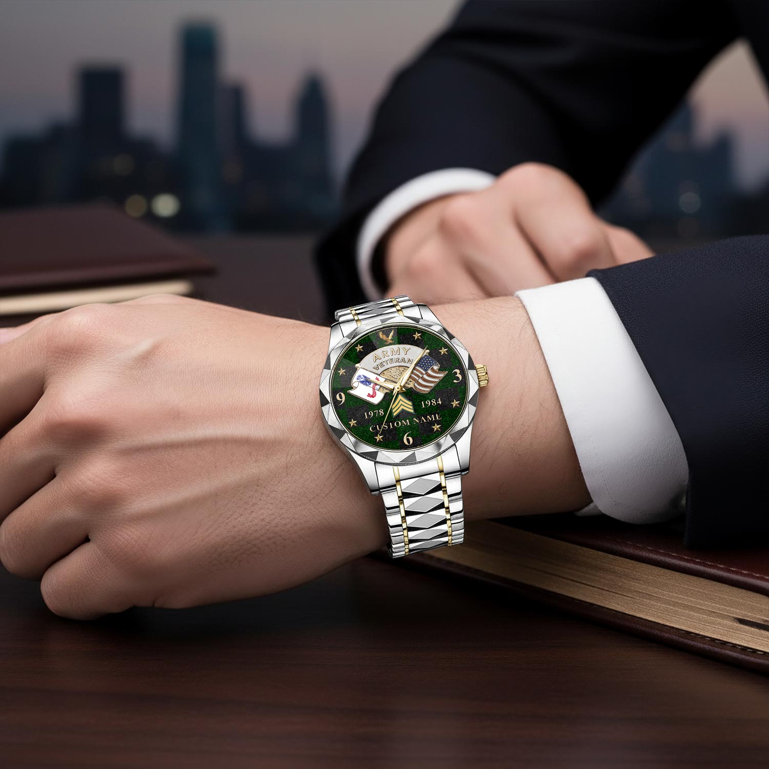 US Army, Freedom Over Fear - Diamond-Cut Bezel Watch - Image 6