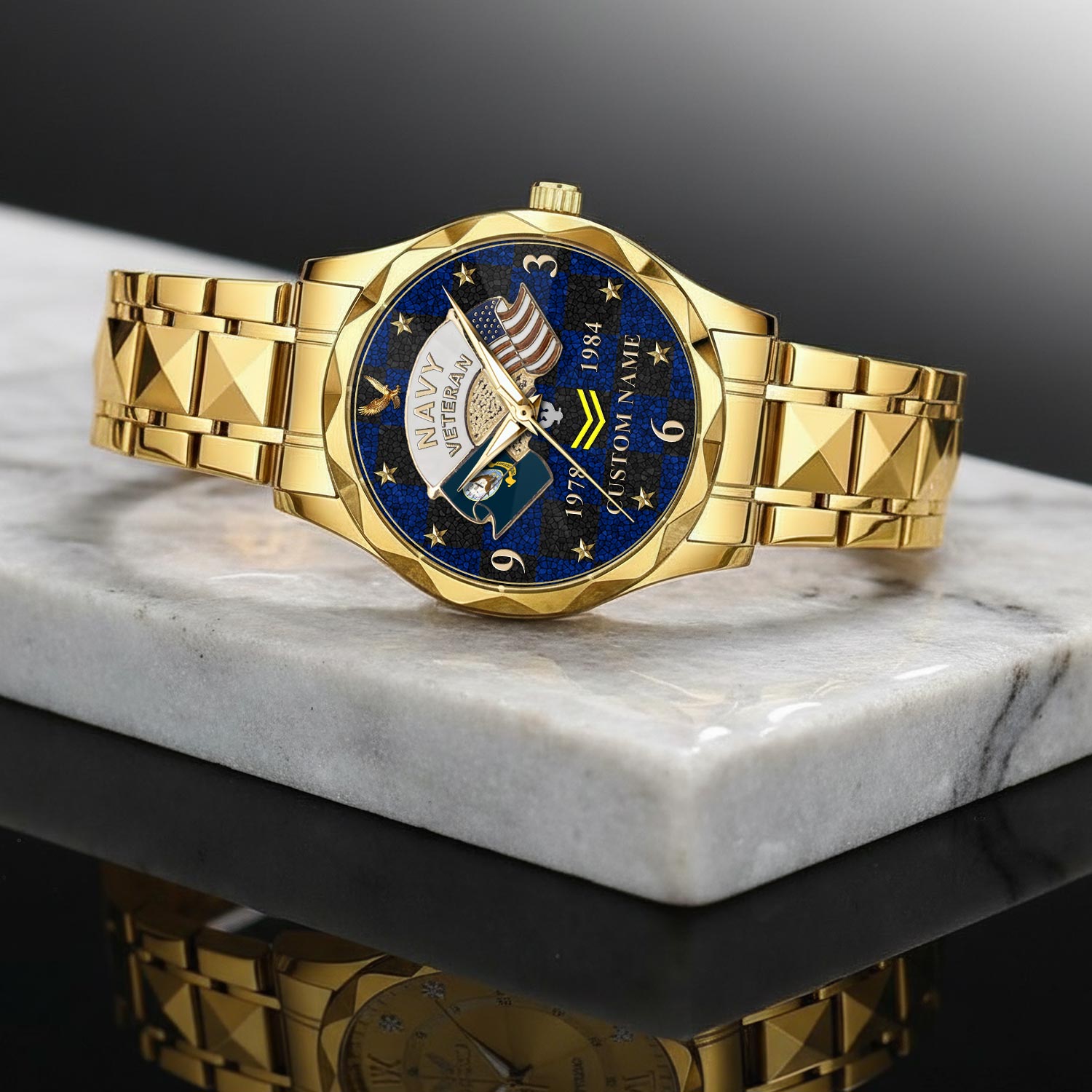 US Navy, Freedom Over Fear - Diamond-Cut Bezel Watch - Image 2