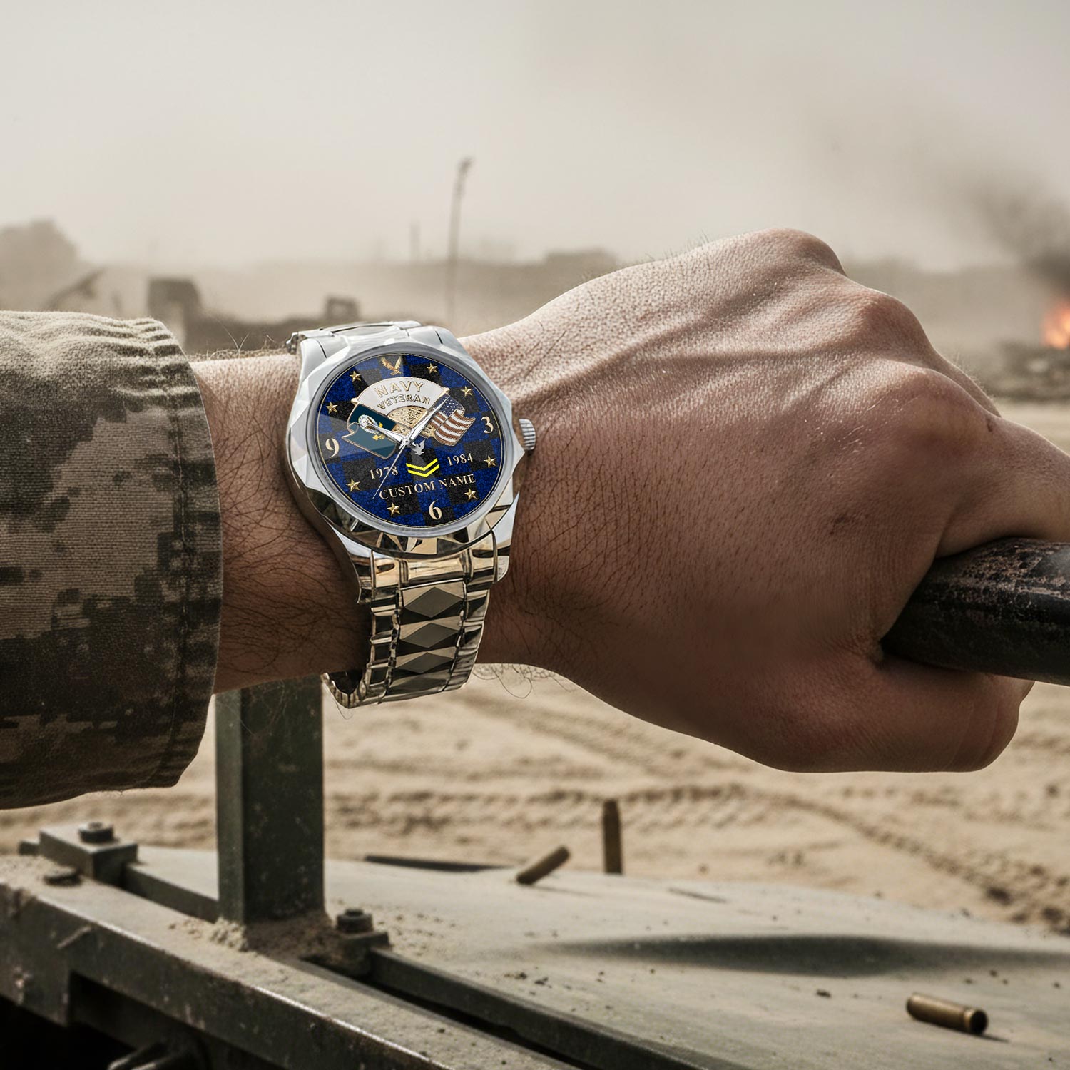 US Navy, Freedom Over Fear - Diamond-Cut Bezel Watch - Image 4