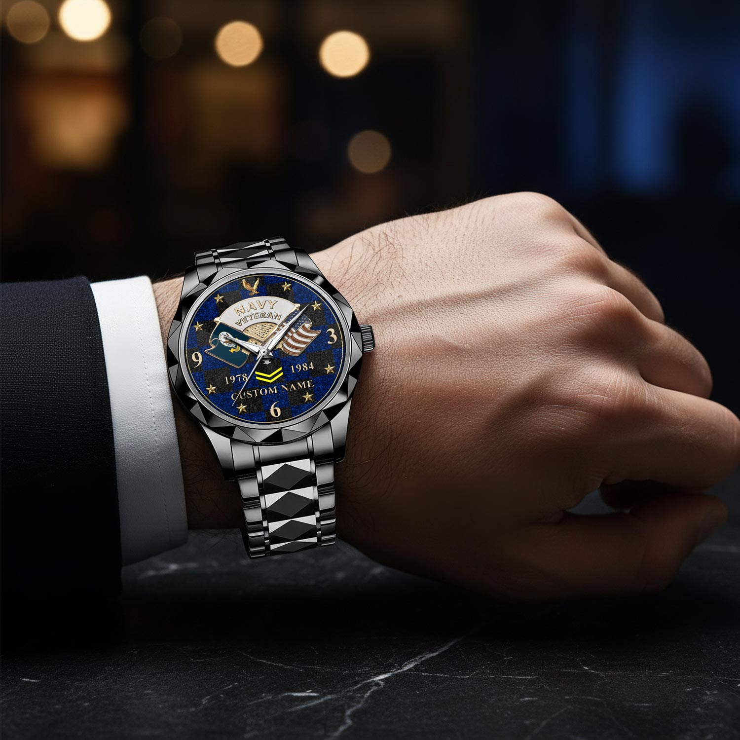 US Navy, Freedom Over Fear - Diamond-Cut Bezel Watch - Image 8