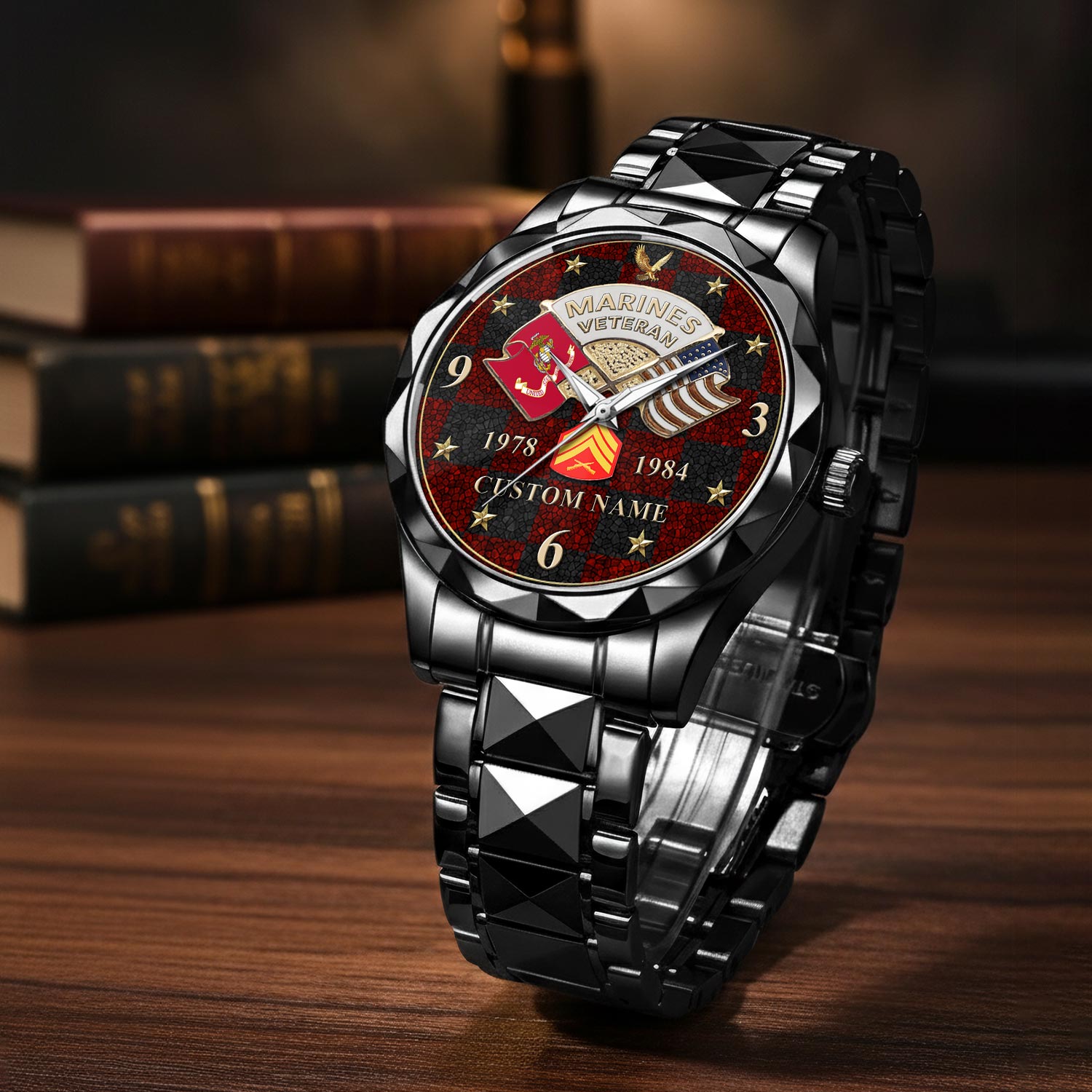 US Marine Corps, O 3 Marines Captain - Diamond-Cut Bezel Watch - Image 3