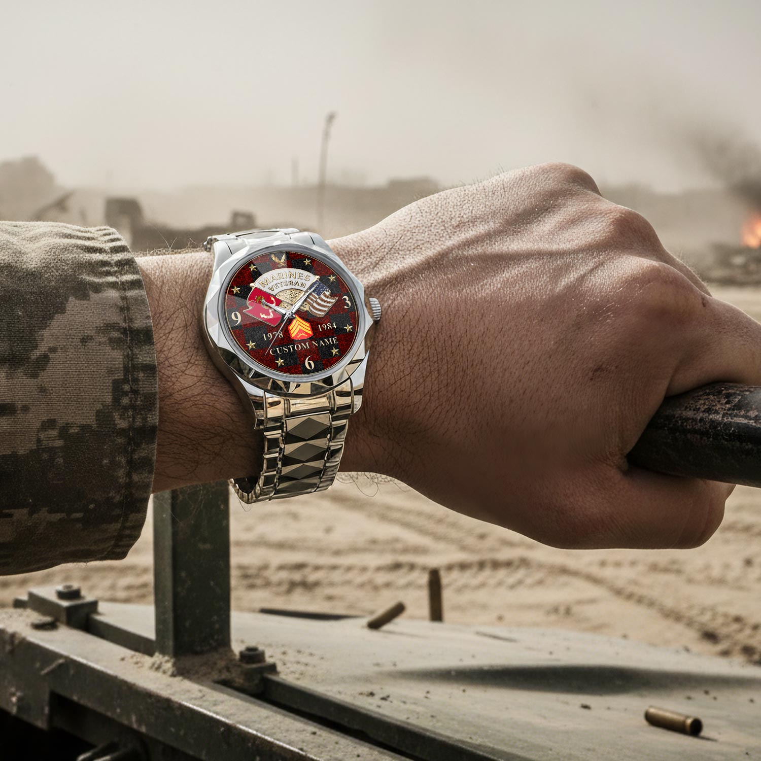 US Marine Corps, O 3 Marines Captain - Diamond-Cut Bezel Watch - Image 4