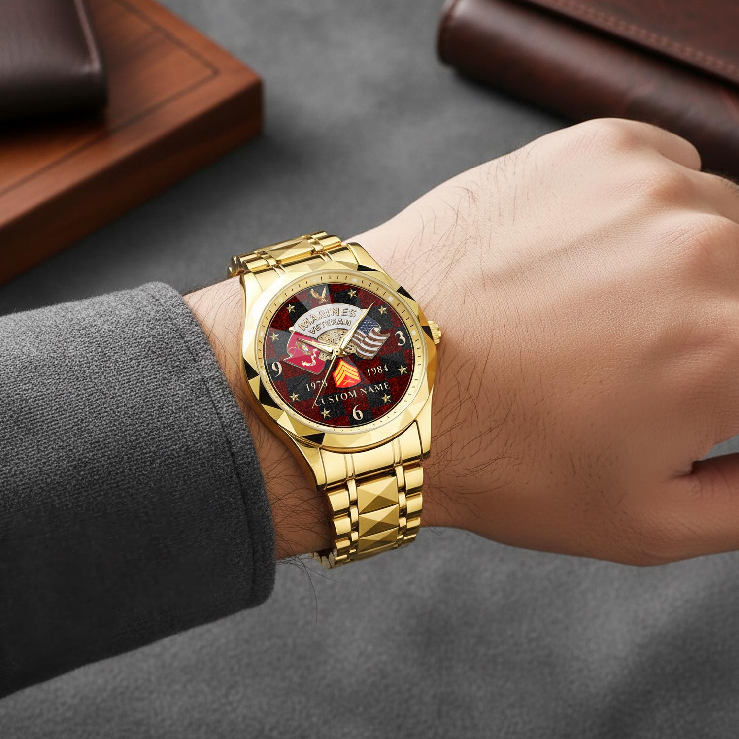 US Marine Corps, O 3 Marines Captain - Diamond-Cut Bezel Watch - Image 5