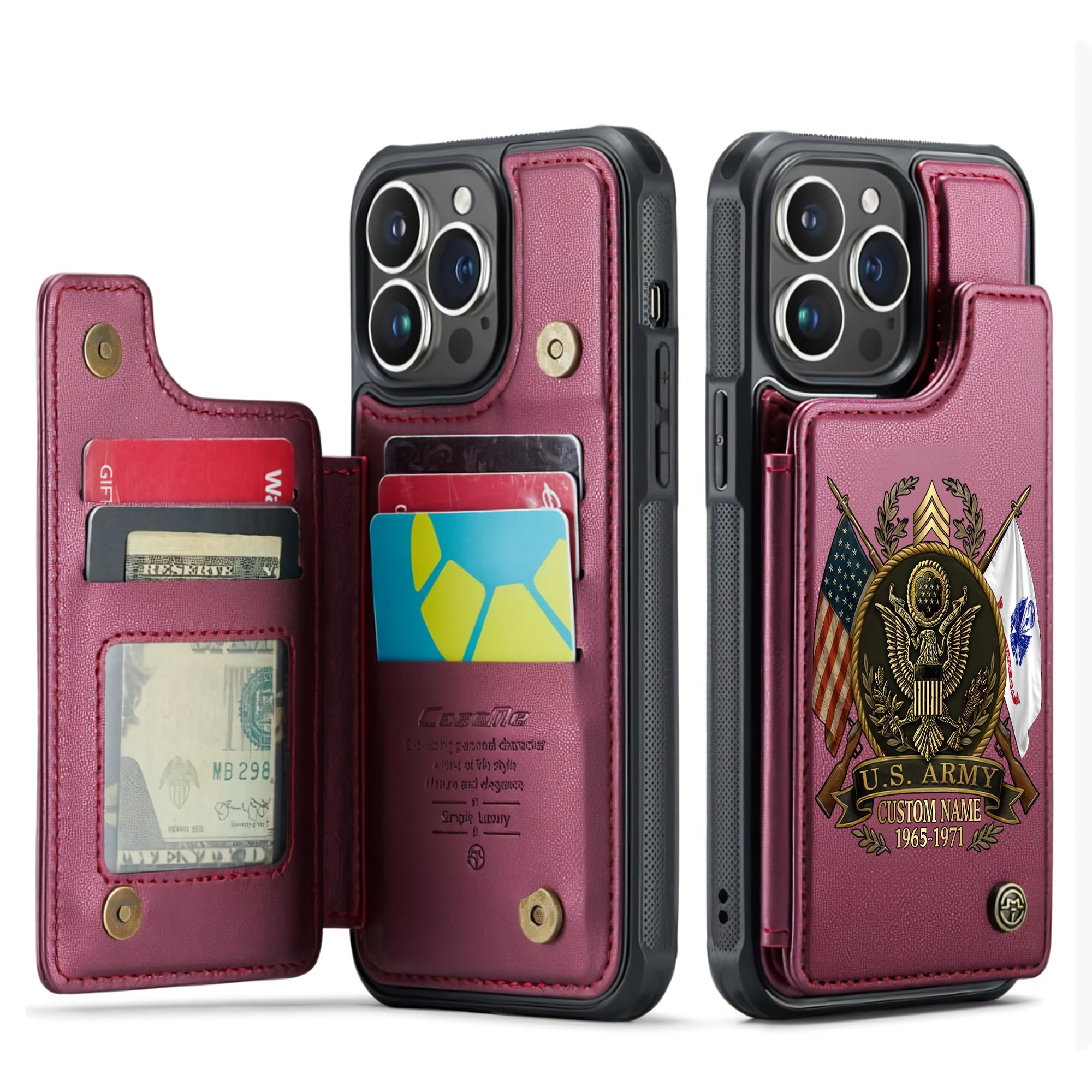 US Army, Defender of Freedom - Leather Flip Phone Case - Image 4