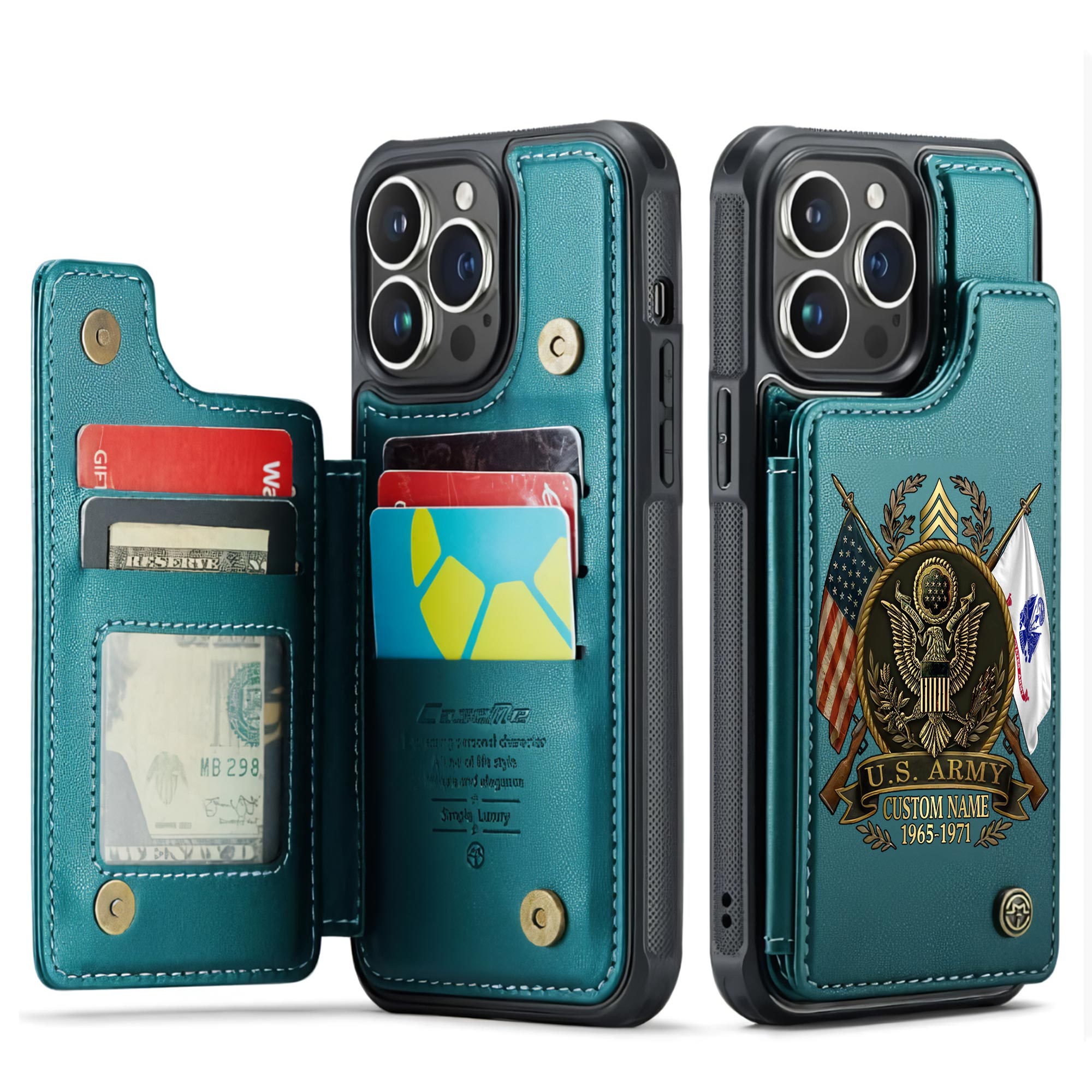 US Army, Defender of Freedom - Leather Flip Phone Case - Image 5