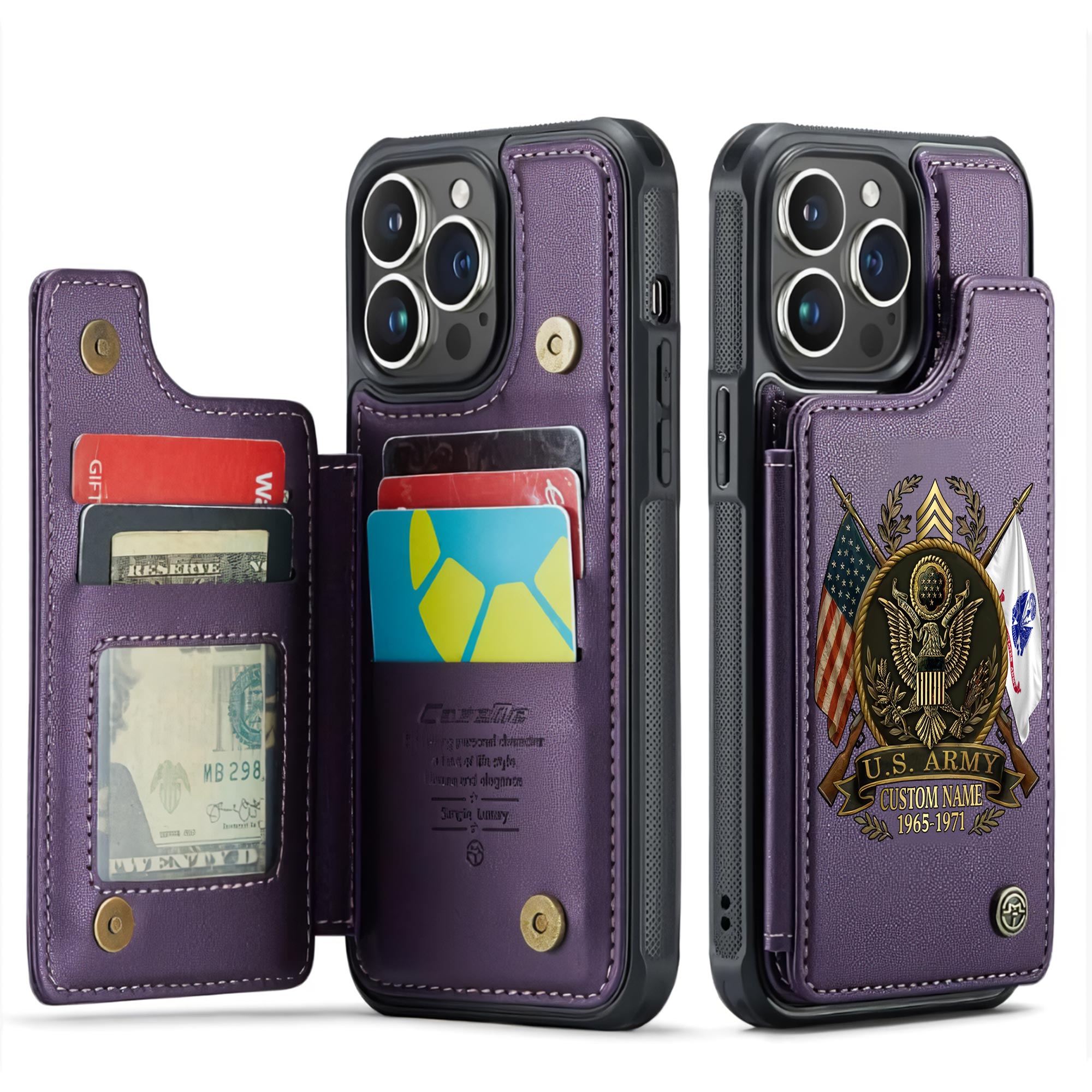 US Army, Defender of Freedom - Leather Flip Phone Case - Image 6