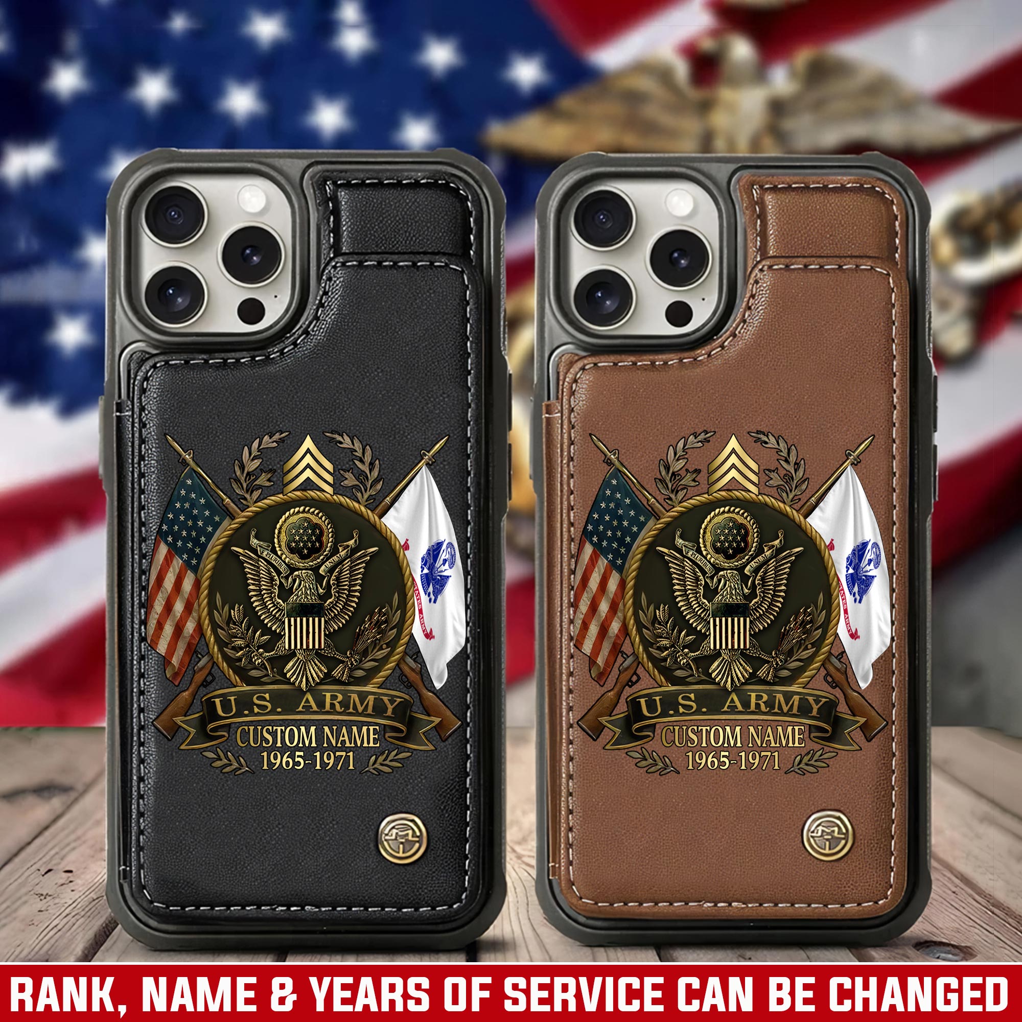 US Army, Defender of Freedom - Leather Flip Phone Case