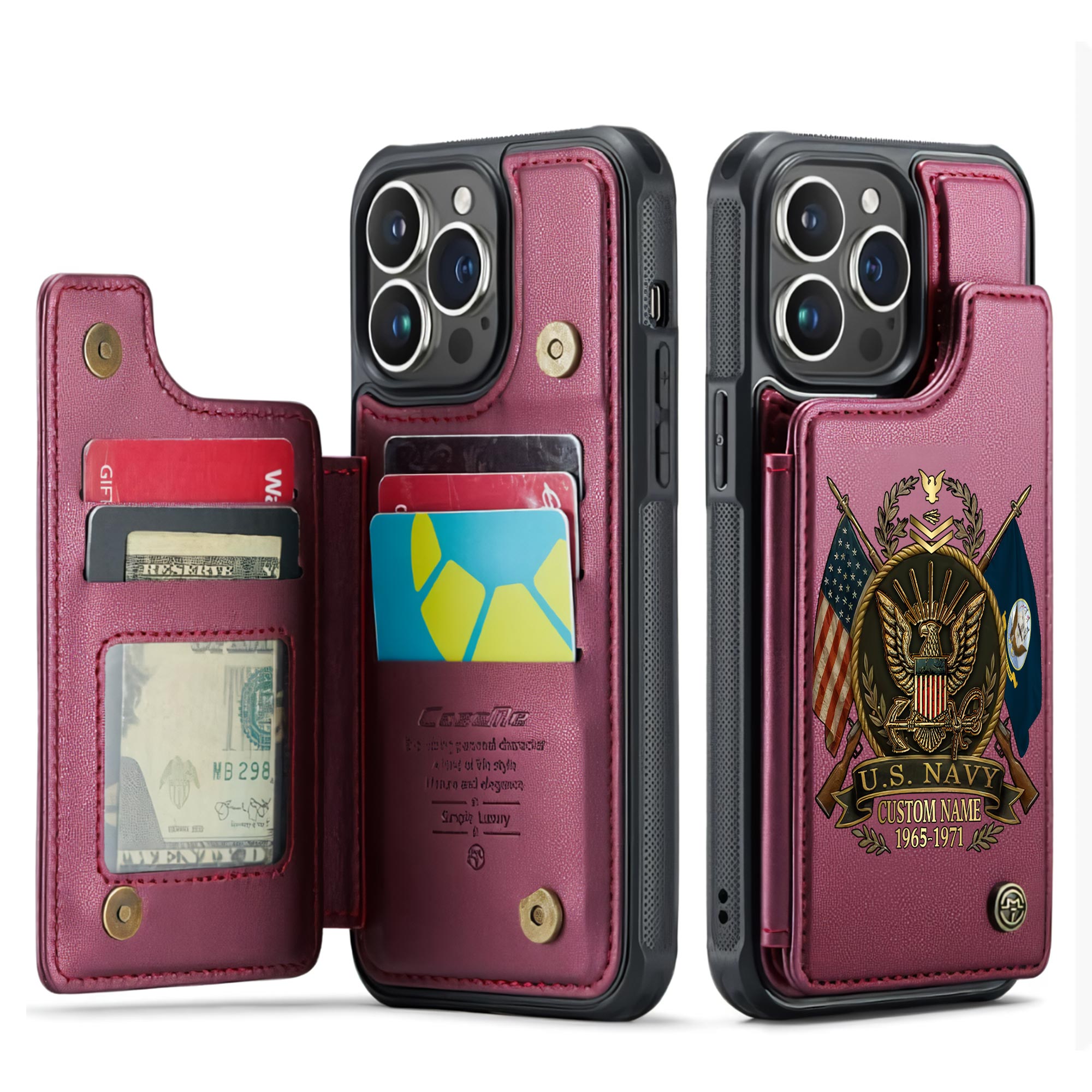 US Navy, E 6 Red - Leather Flip Phone Case - Image 4