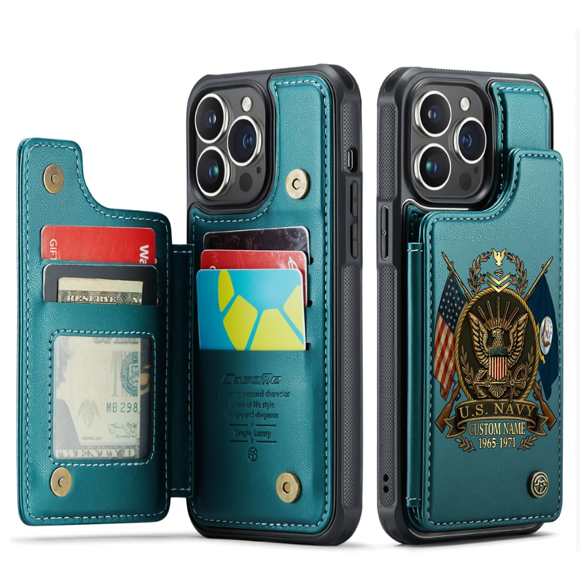 US Navy, E 6 Red - Leather Flip Phone Case - Image 5