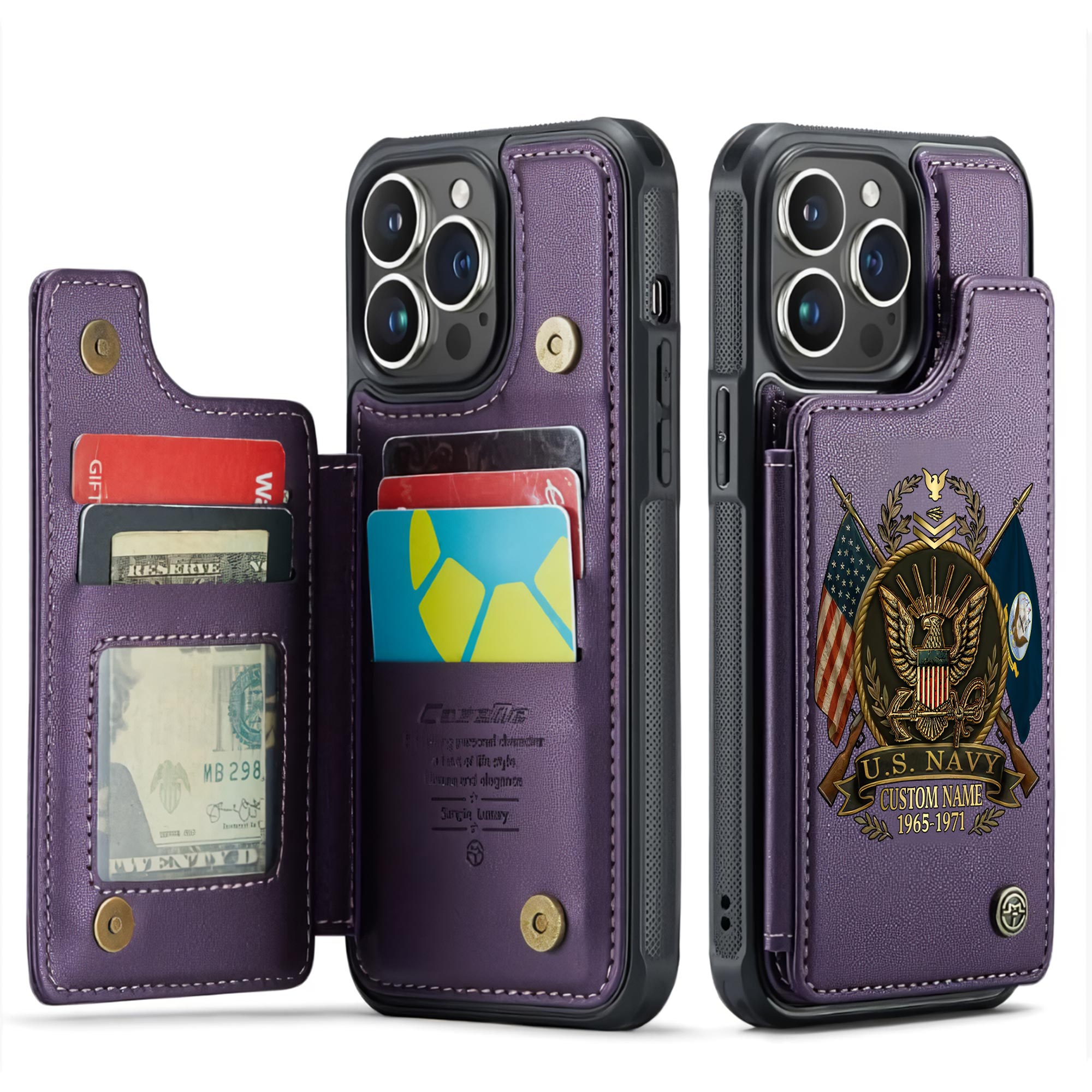 US Navy, E 6 Red - Leather Flip Phone Case - Image 6