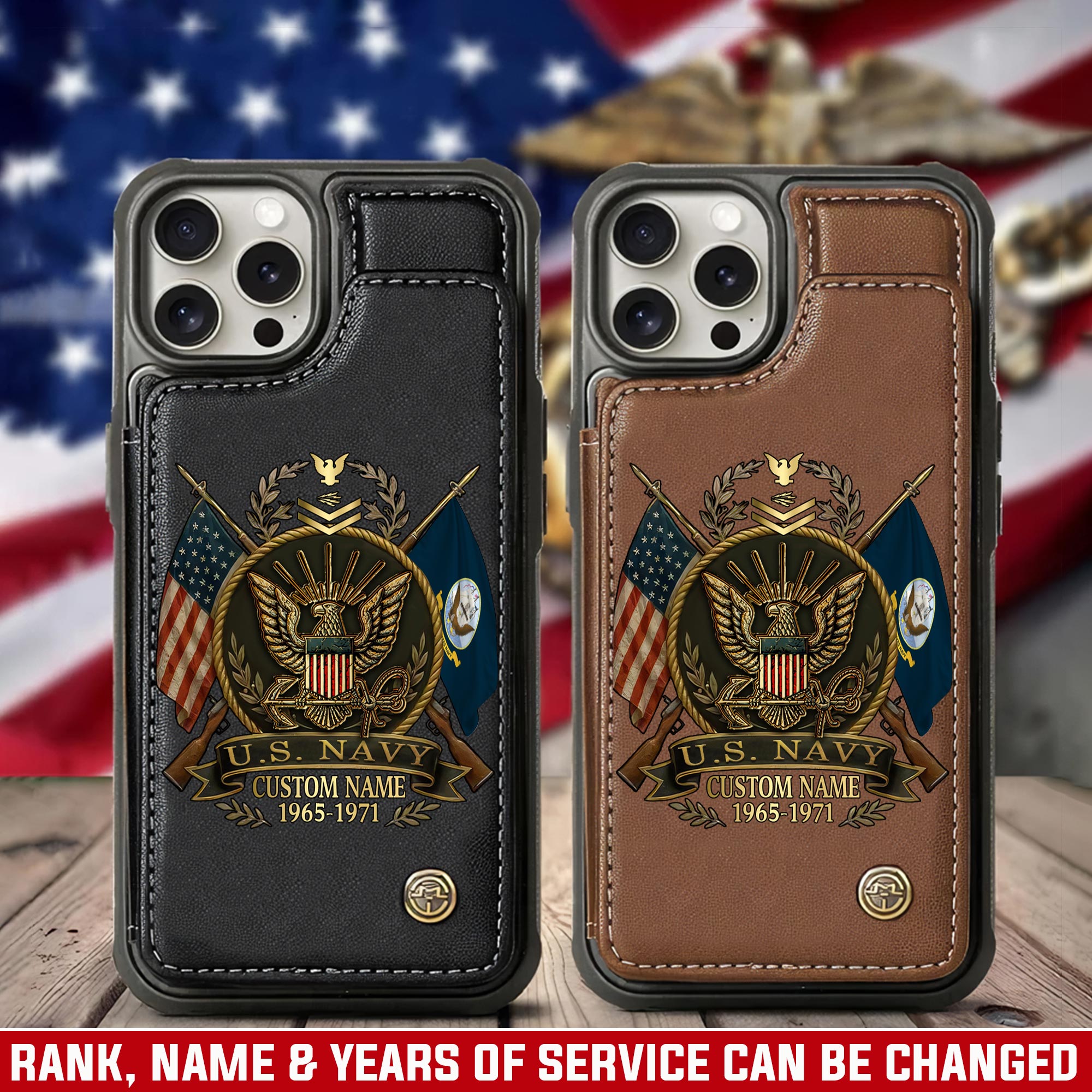 US Navy, E 6 Red - Leather Flip Phone Case