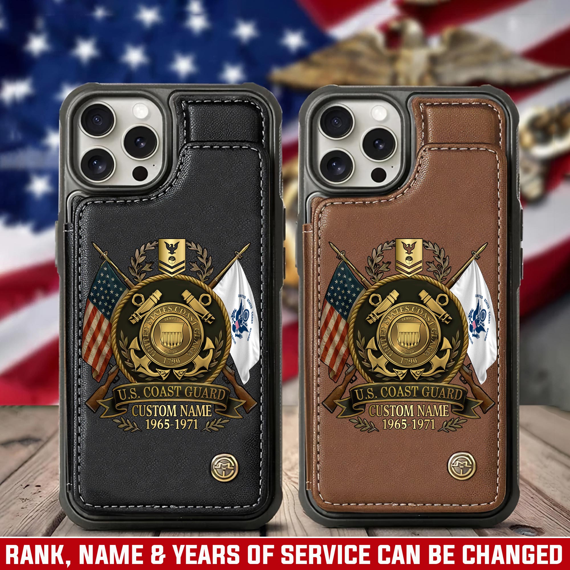 US Coast Guard, E 3 Blue - Leather Flip Phone Case