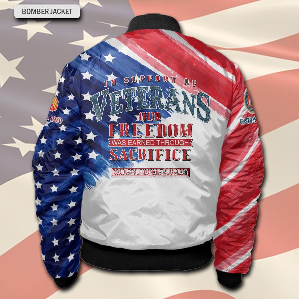 US Marine Corps, Honor, Duty, Service - Bomber Jacket - Image 3