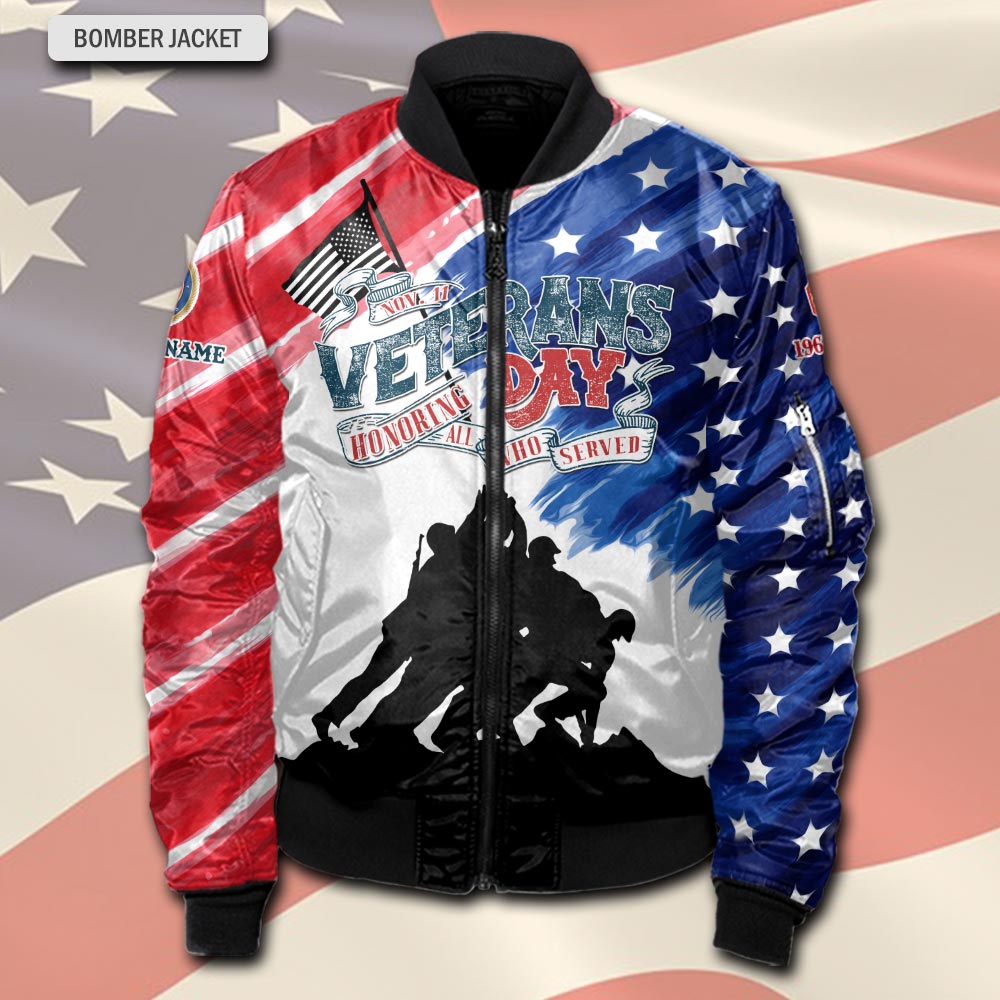 US Marine Corps, Honor, Duty, Service - Bomber Jacket - Image 2