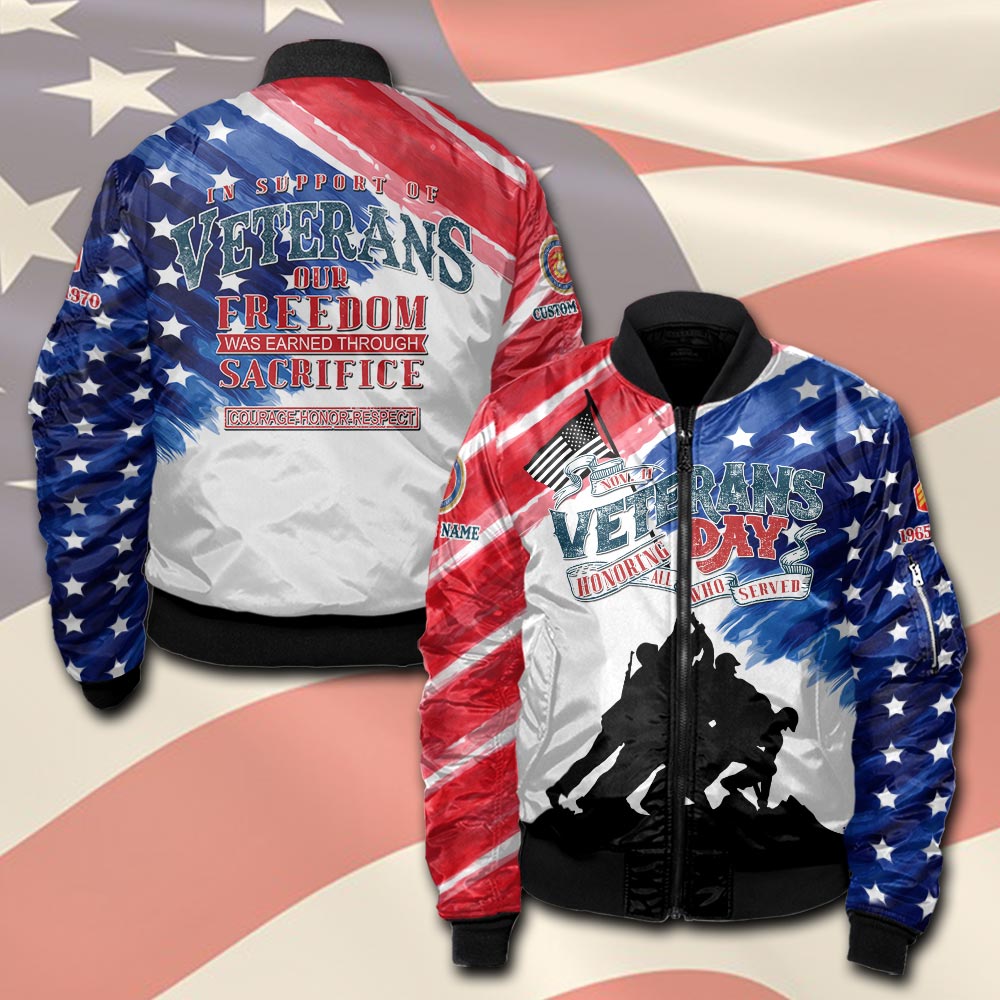 US Marine Corps, Honor, Duty, Service - Bomber Jacket