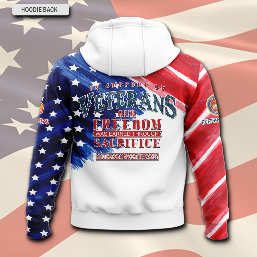 US Marine Corps, Land Of The Free, Because Of The Brave - Hoodie - Image 3