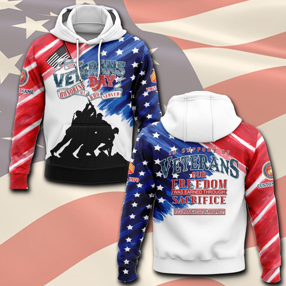 US Marine Corps, Land Of The Free, Because Of The Brave - Hoodie