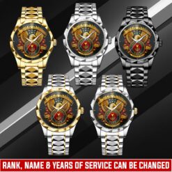 US Navy, E 4 Gold - Diamond-Cut Bezel Watch