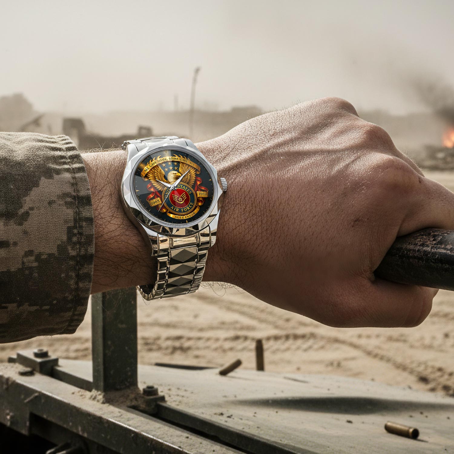 US Air Force, American By Birth, Veteran By Choice - Diamond-Cut Bezel Watch - Image 4