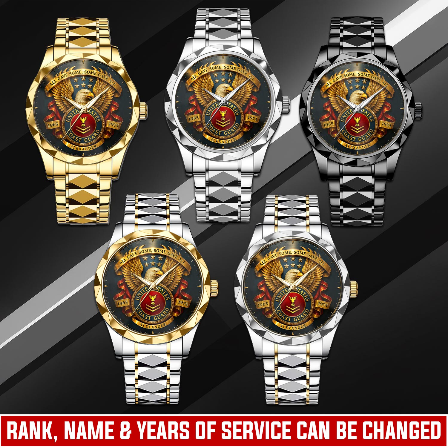 US Coast Guard, Second To None - Diamond-Cut Bezel Watch