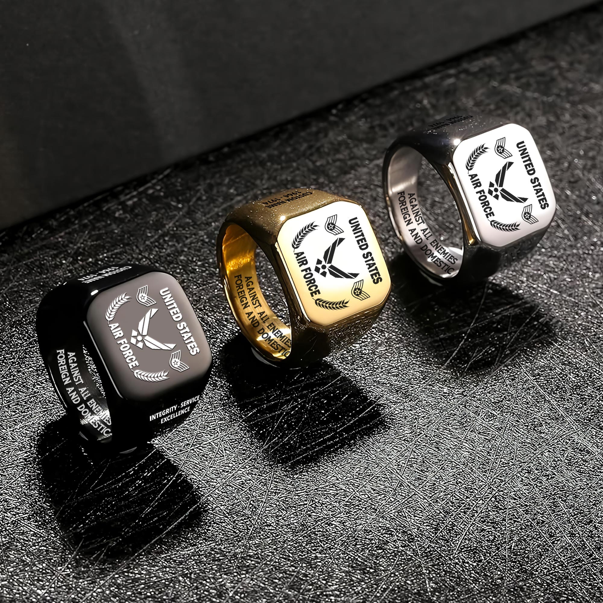 US Air Force , American By Birth, Veteran By Choice - Engraved Men's Ring - Image 7