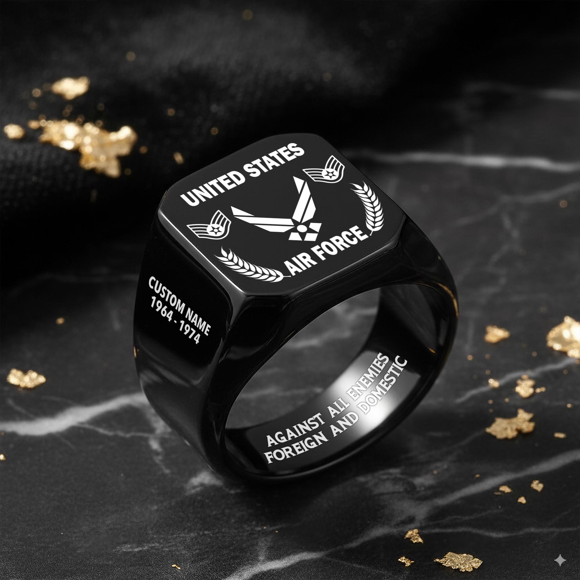US Air Force , American By Birth, Veteran By Choice - Engraved Men's Ring - Image 8