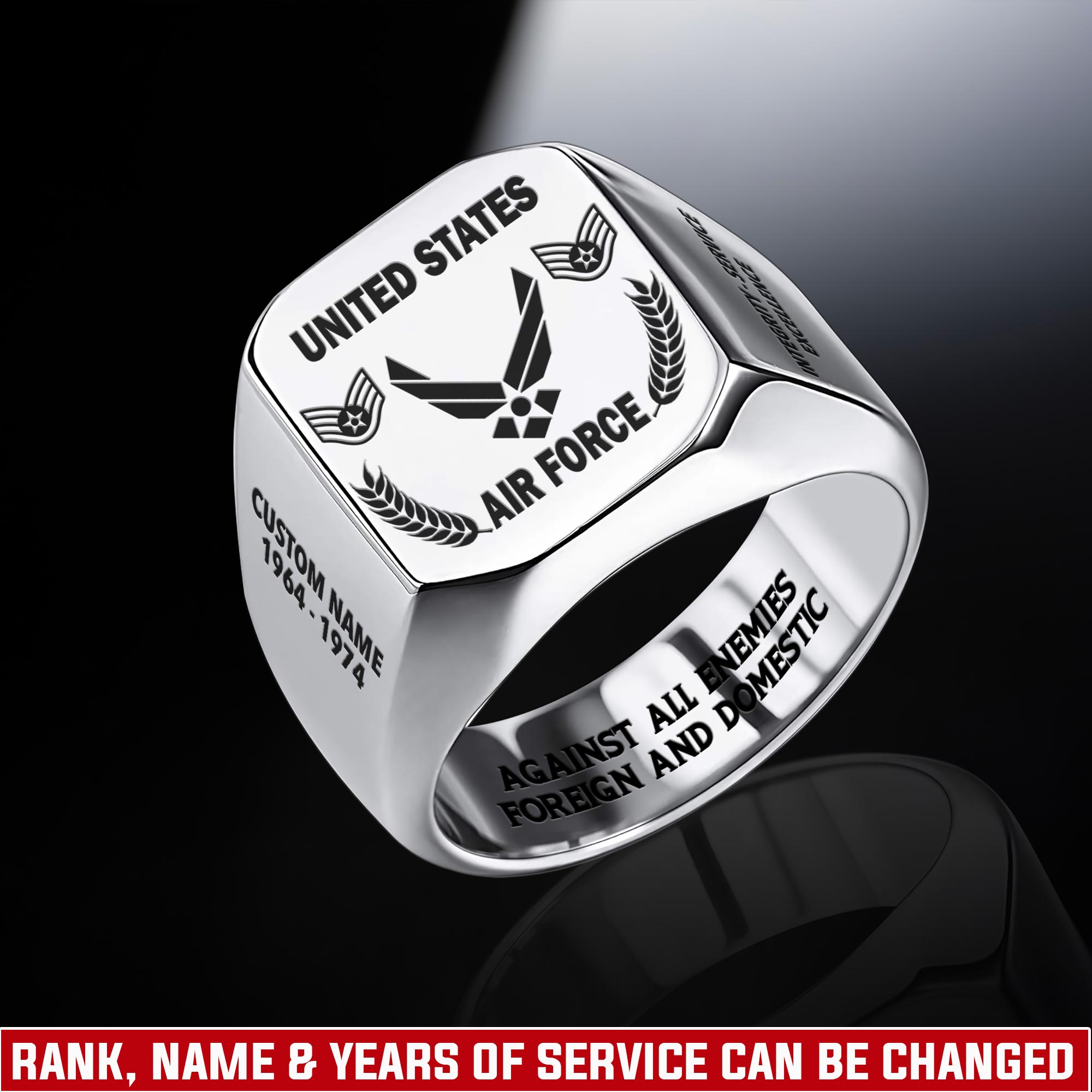 US Air Force , American By Birth, Veteran By Choice - Engraved Men's Ring