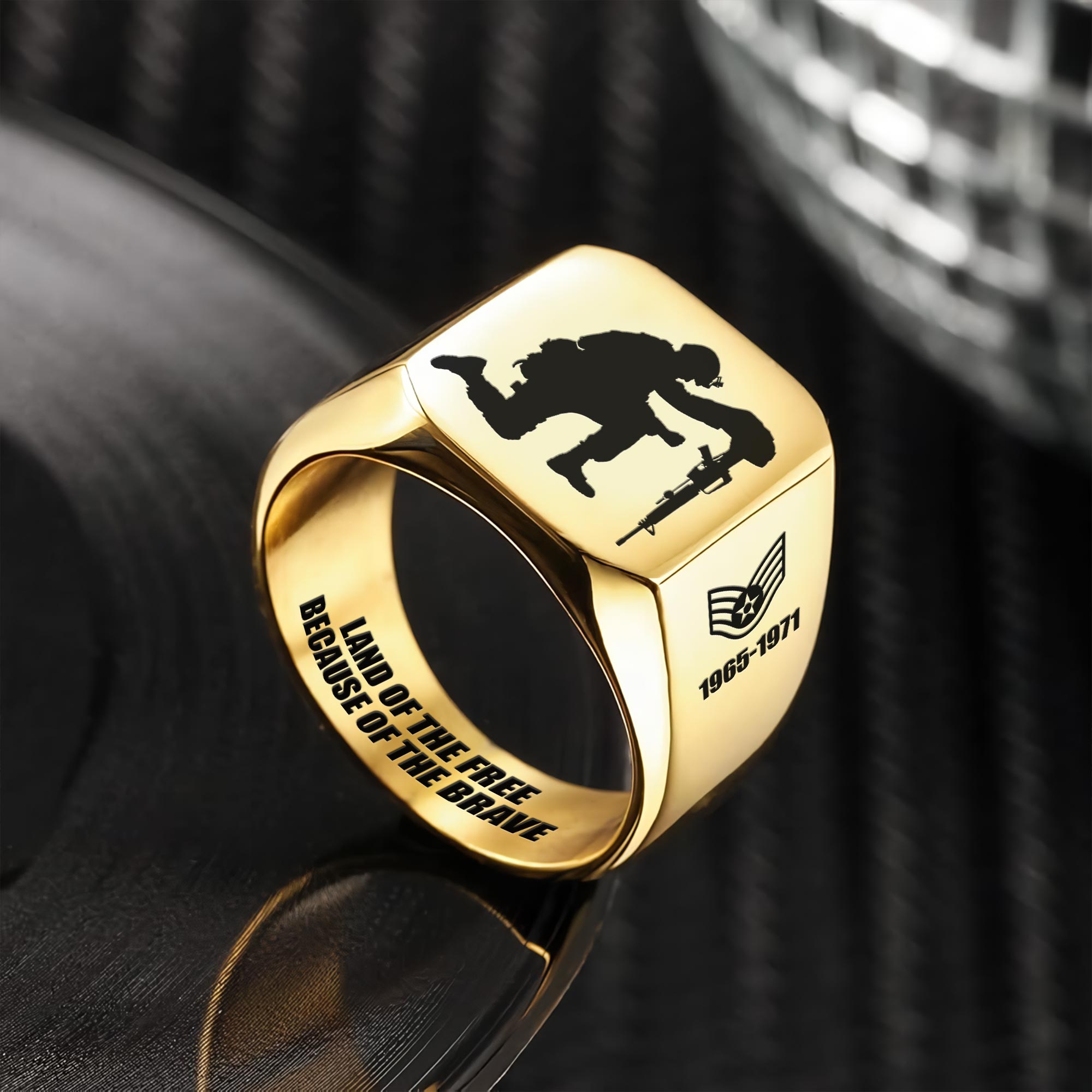 US Air Force , Honor The Fallen - Engraved Men's Ring - Image 2