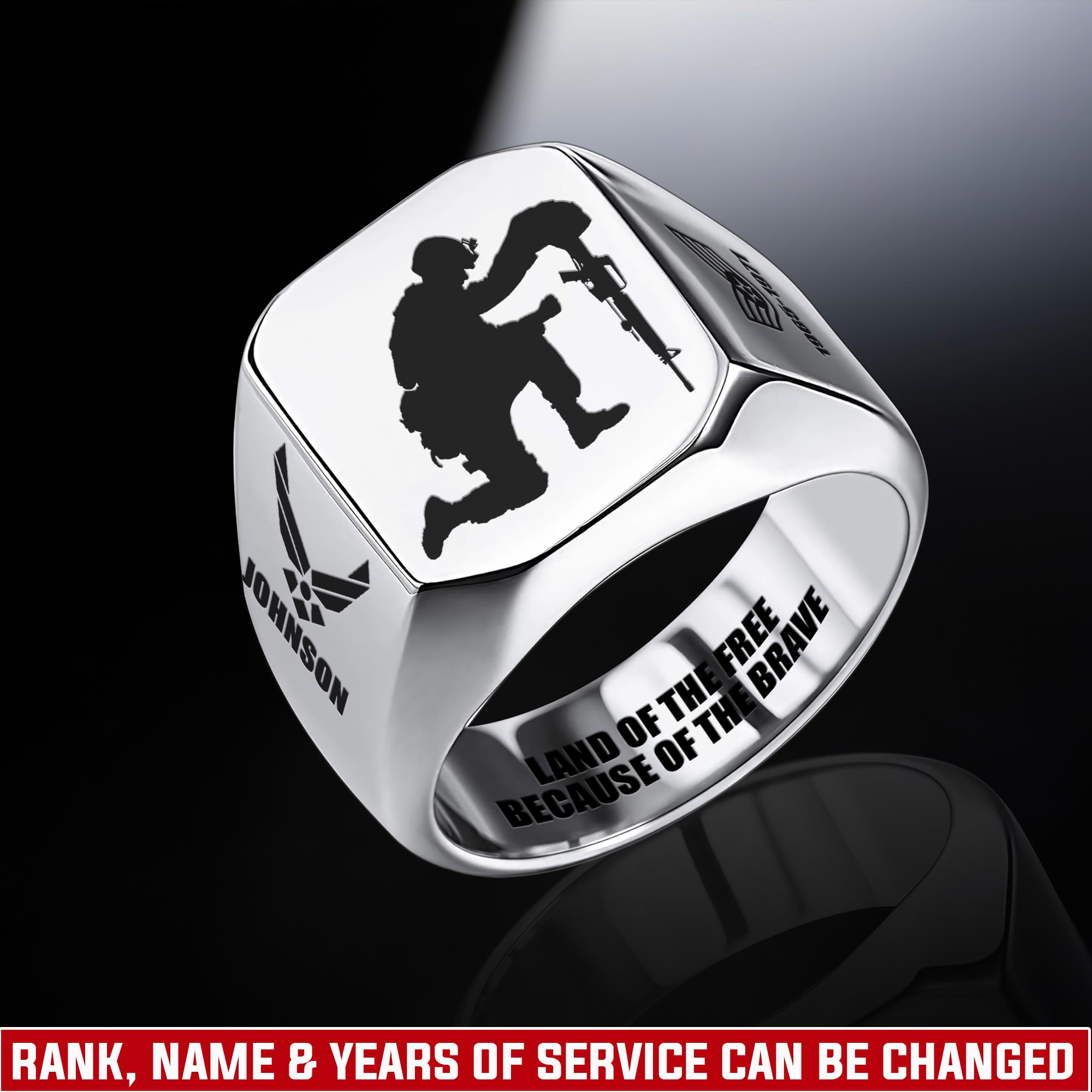 US Air Force , Honor The Fallen - Engraved Men's Ring