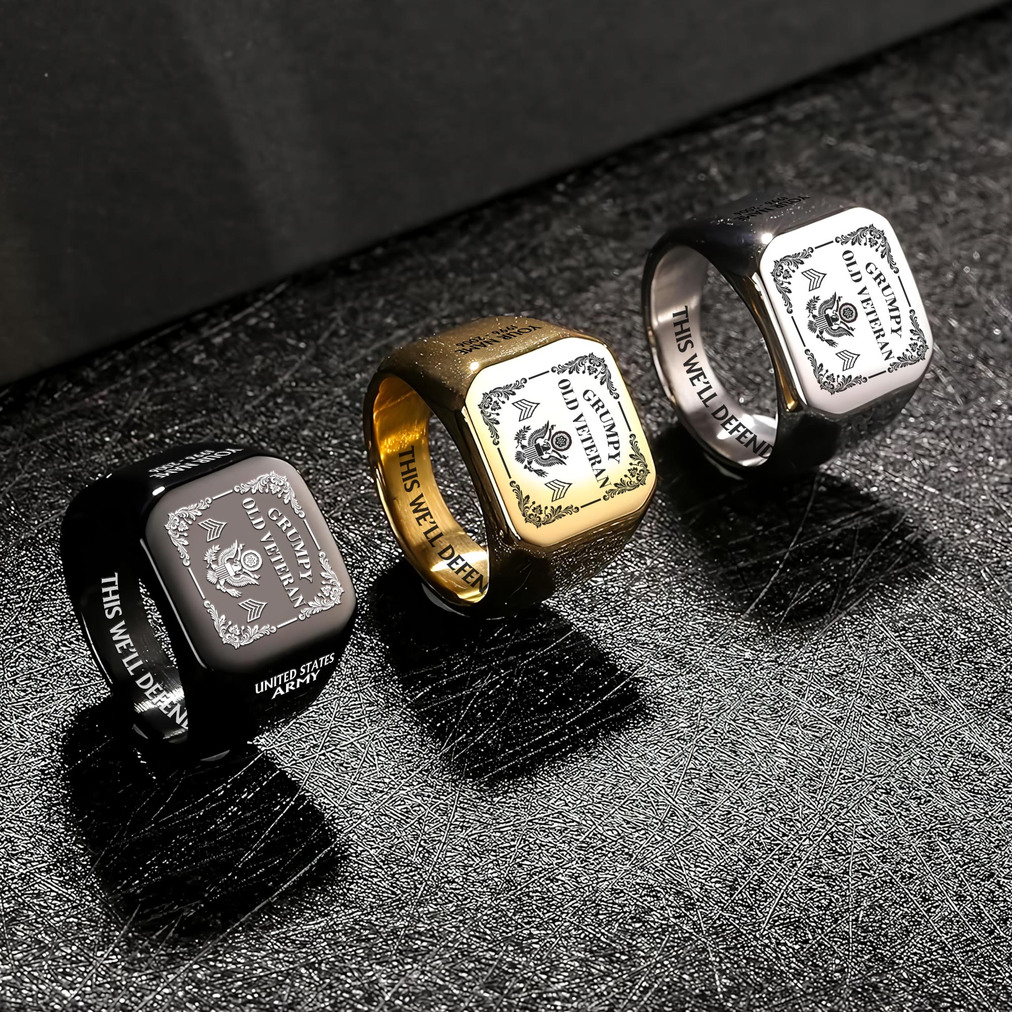 US Army, E 5 Army Specialist - Engraved Men's Ring - Image 7