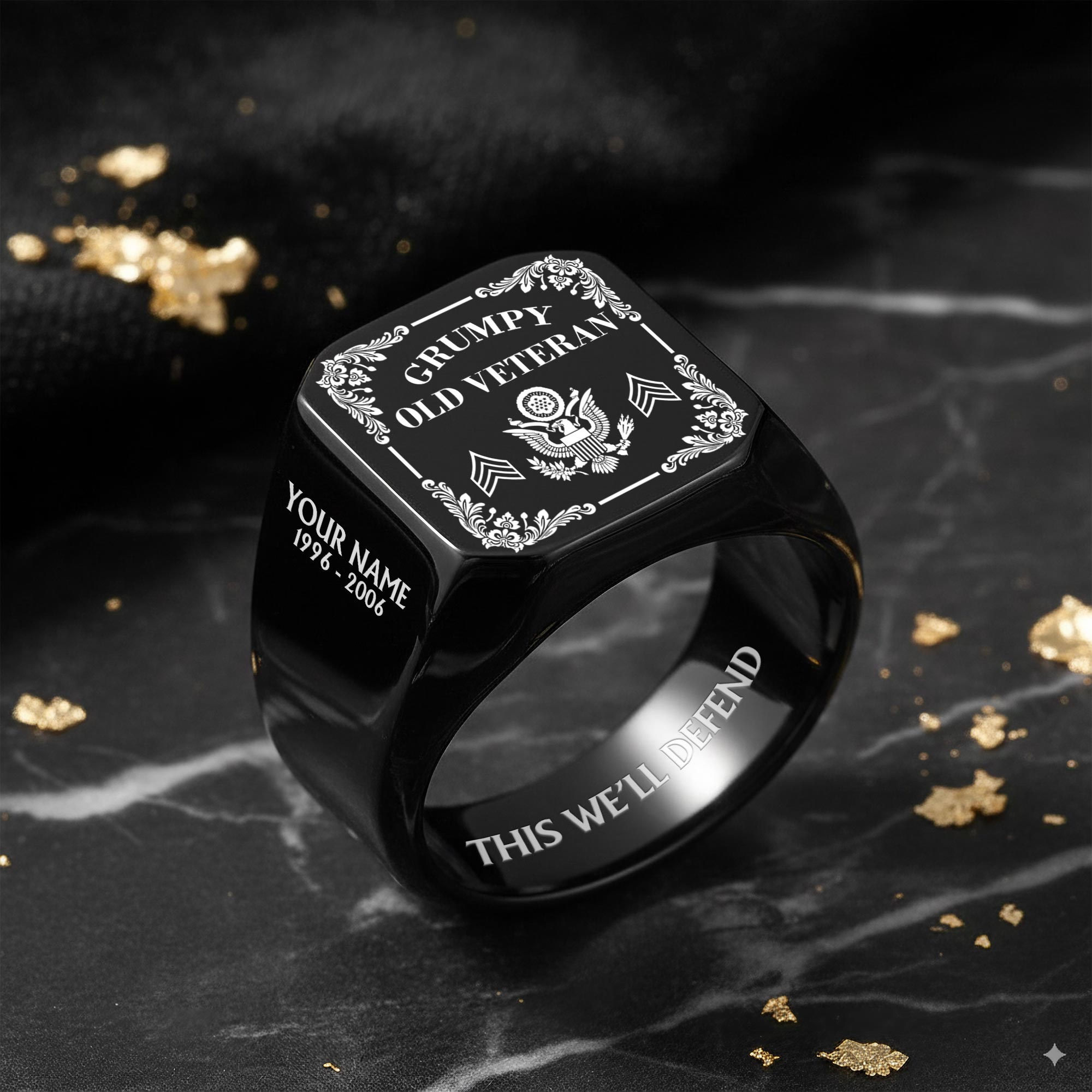US Army, E 5 Army Specialist - Engraved Men's Ring - Image 8