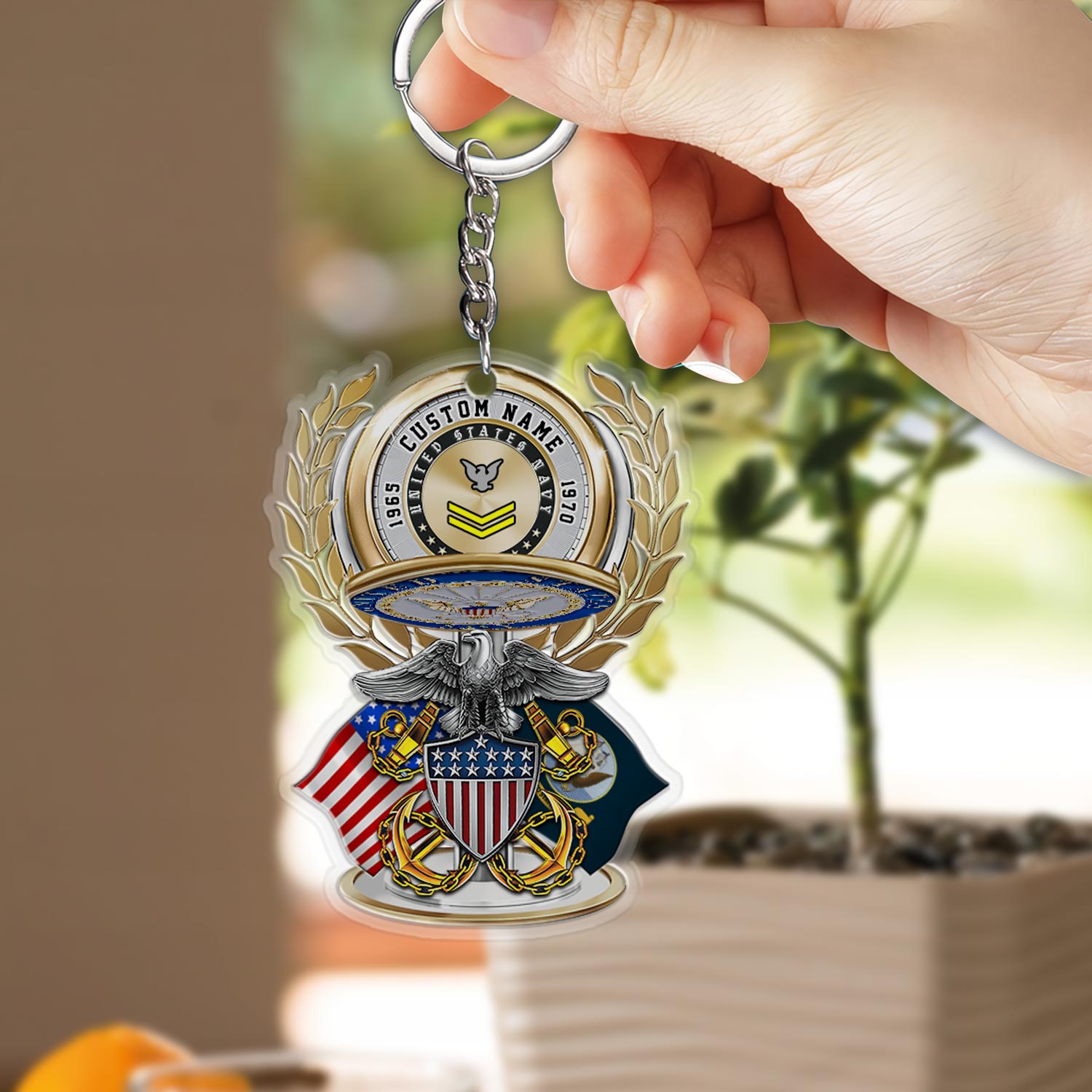 US Navy, E 2 White - Acrylic Keychain - Image 2