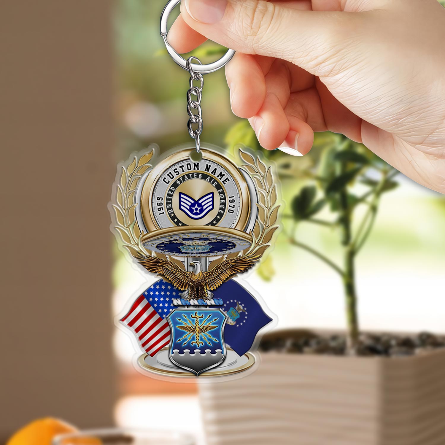 US Air Force, E 9 Air Force Chief Master Sergeant - Acrylic Keychain - Image 2