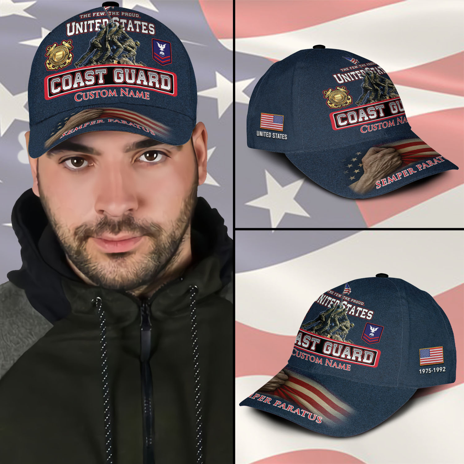 US Coast Guard, American By Birth, Veteran By Choice - Classic Cap - Image 3