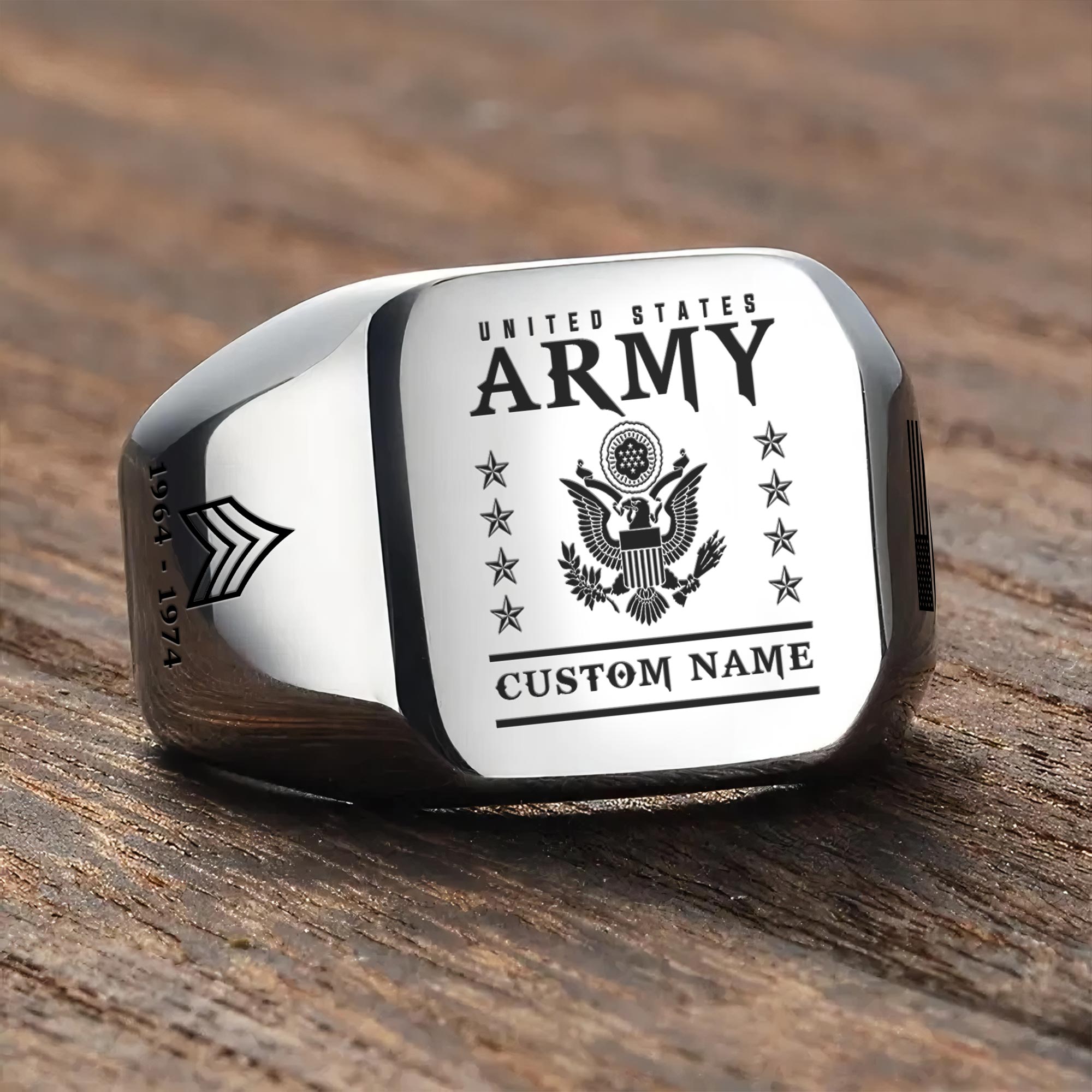 US Army, American By Birth, Veteran By Choice - Engraved Men's Ring - Image 3