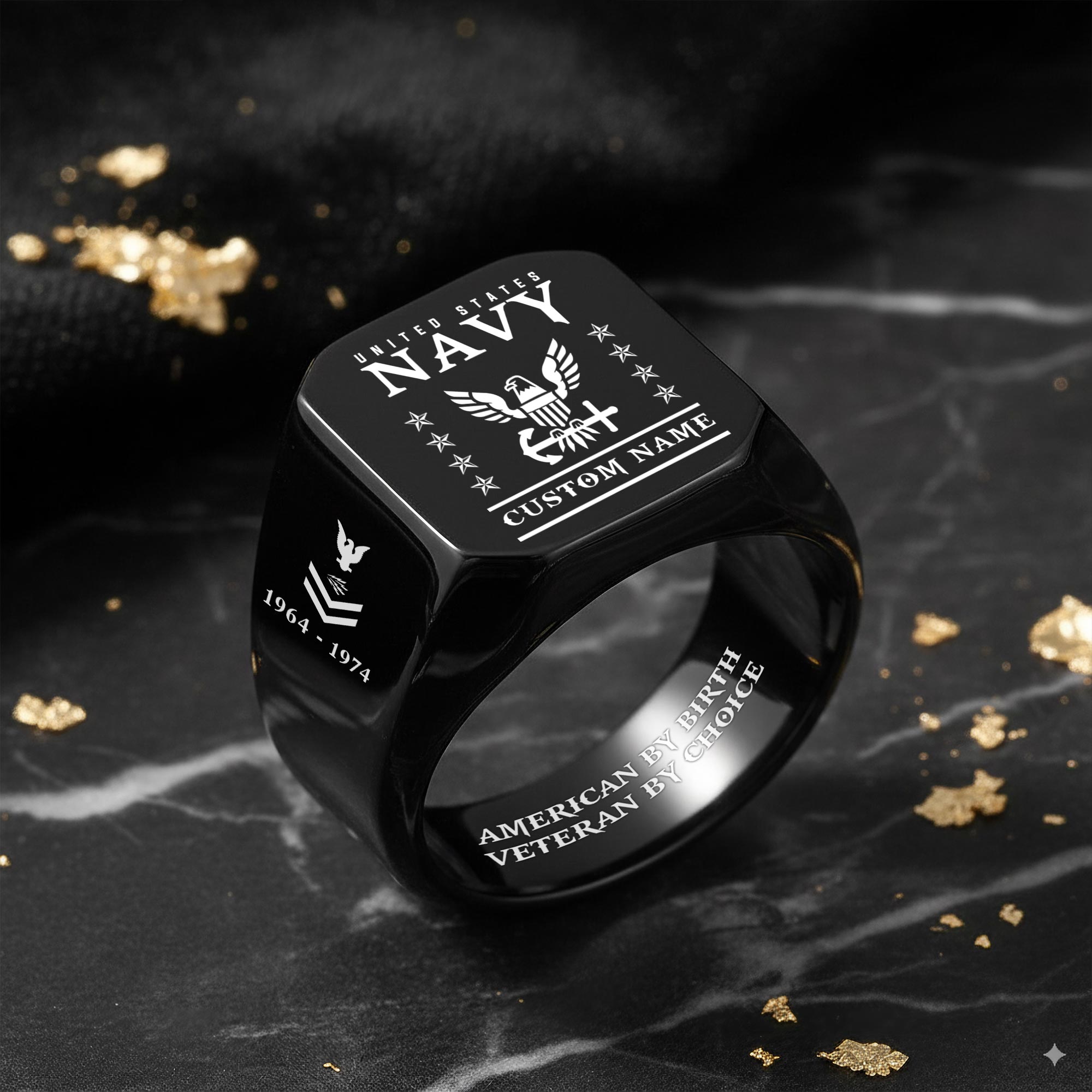 US Navy, Honor - Courage - Commitment - Engraved Men's Ring - Image 8