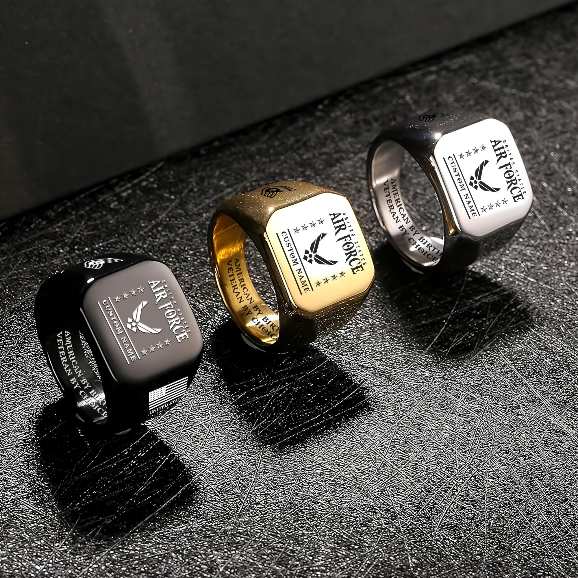 US Air Force , Lest We Forget - Engraved Men's Ring - Image 7