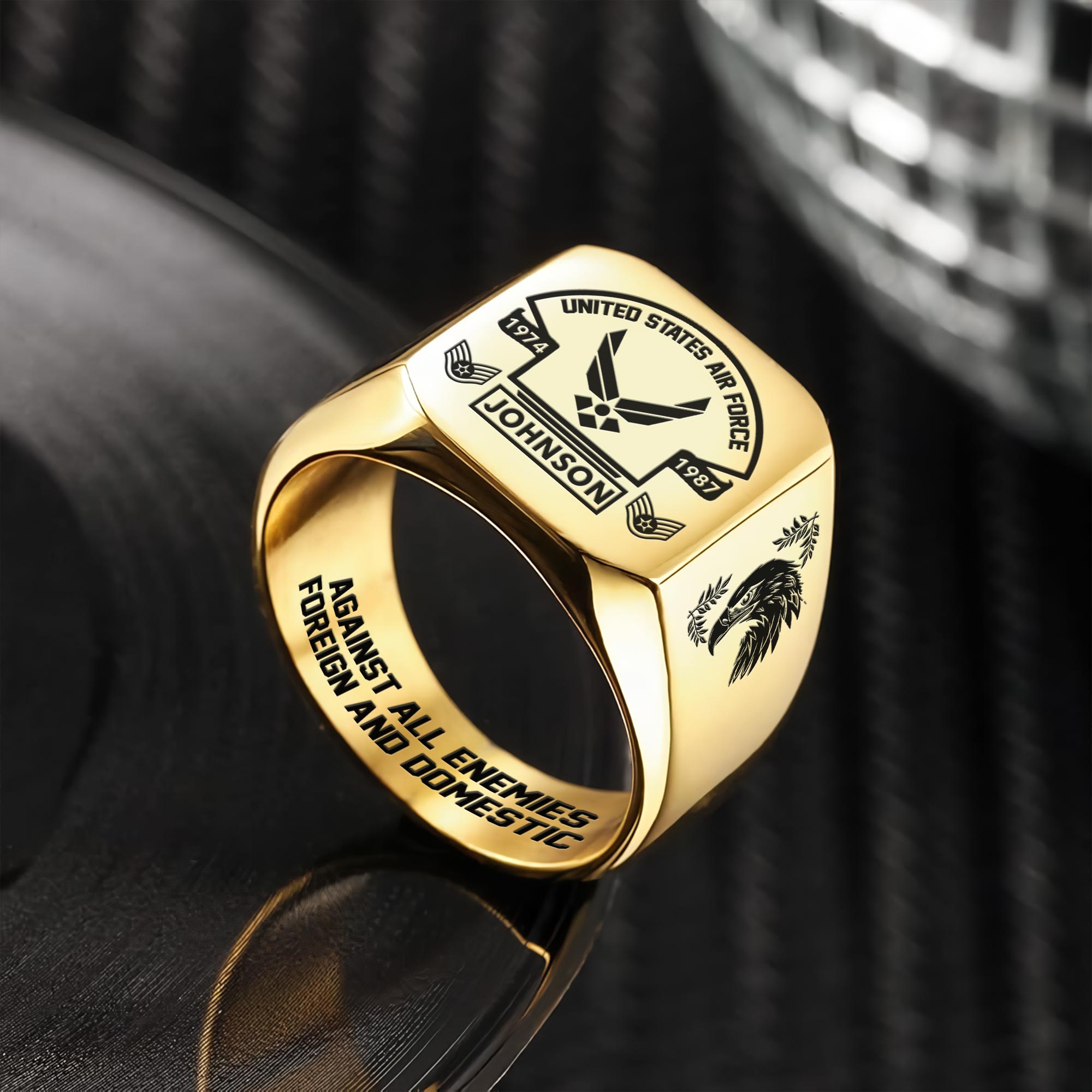US Air Force , Freedom Isn't Free - Engraved Men's Ring - Image 2