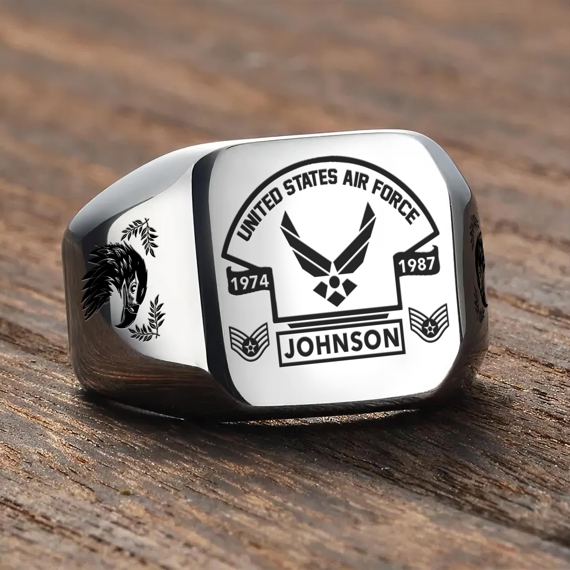 US Air Force , Freedom Isn't Free - Engraved Men's Ring - Image 3