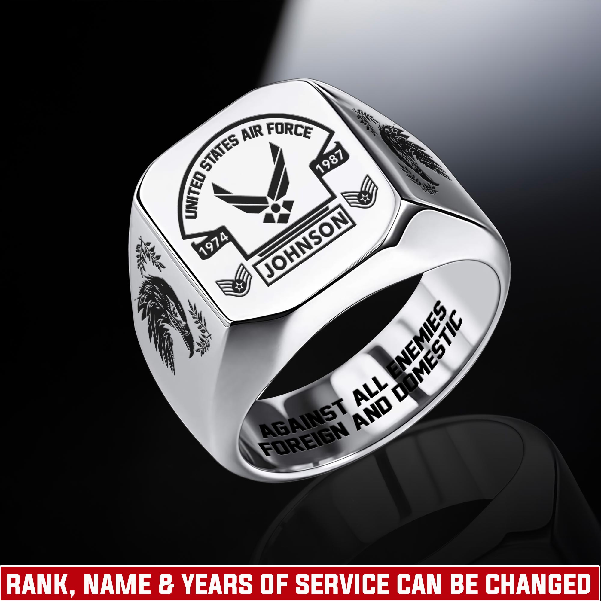 US Air Force , Freedom Isn't Free - Engraved Men's Ring