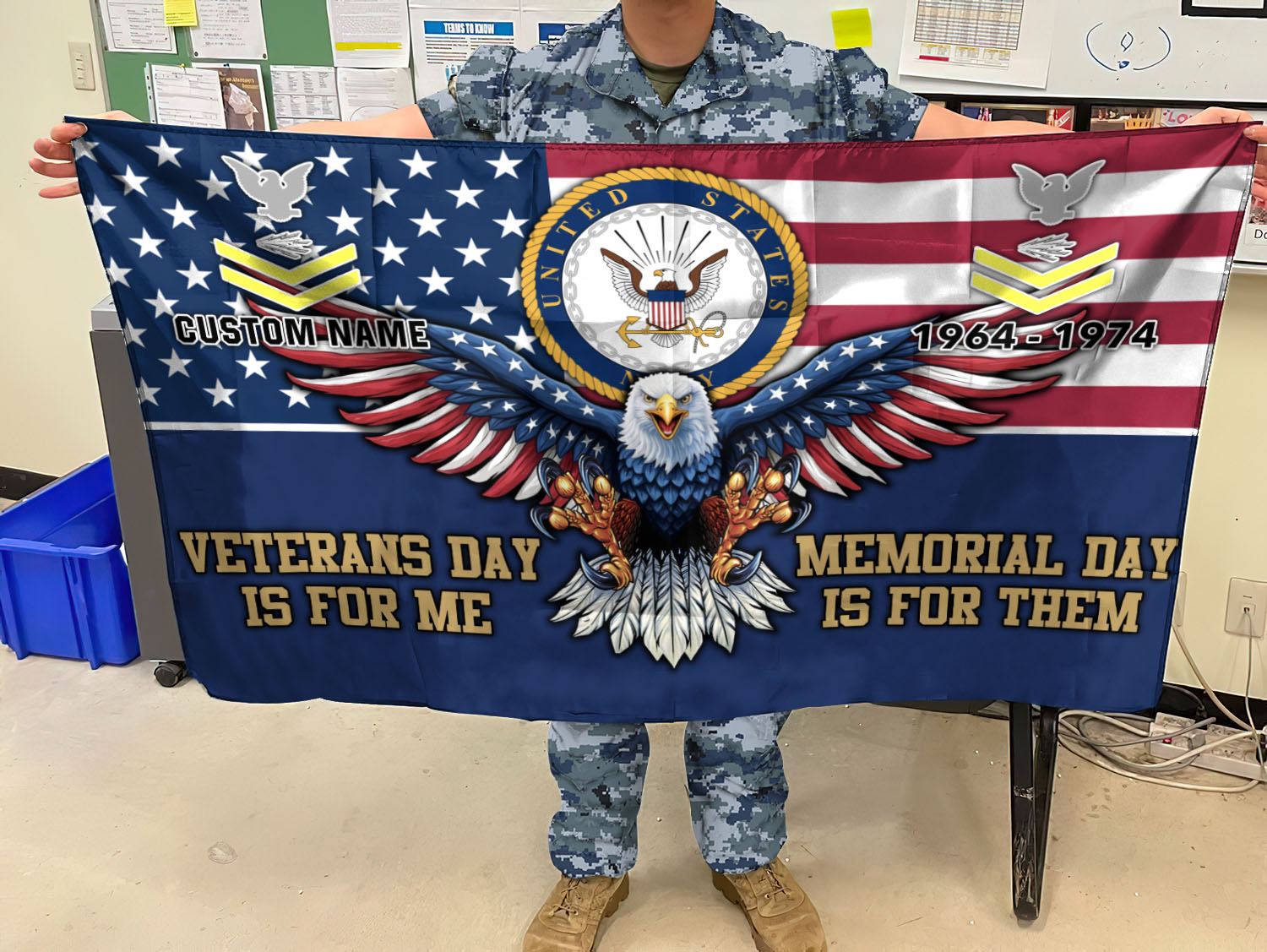 US Navy, E 3 Blue - Flying Flag 4×6 Feet(123×183 Cm) - Image 2