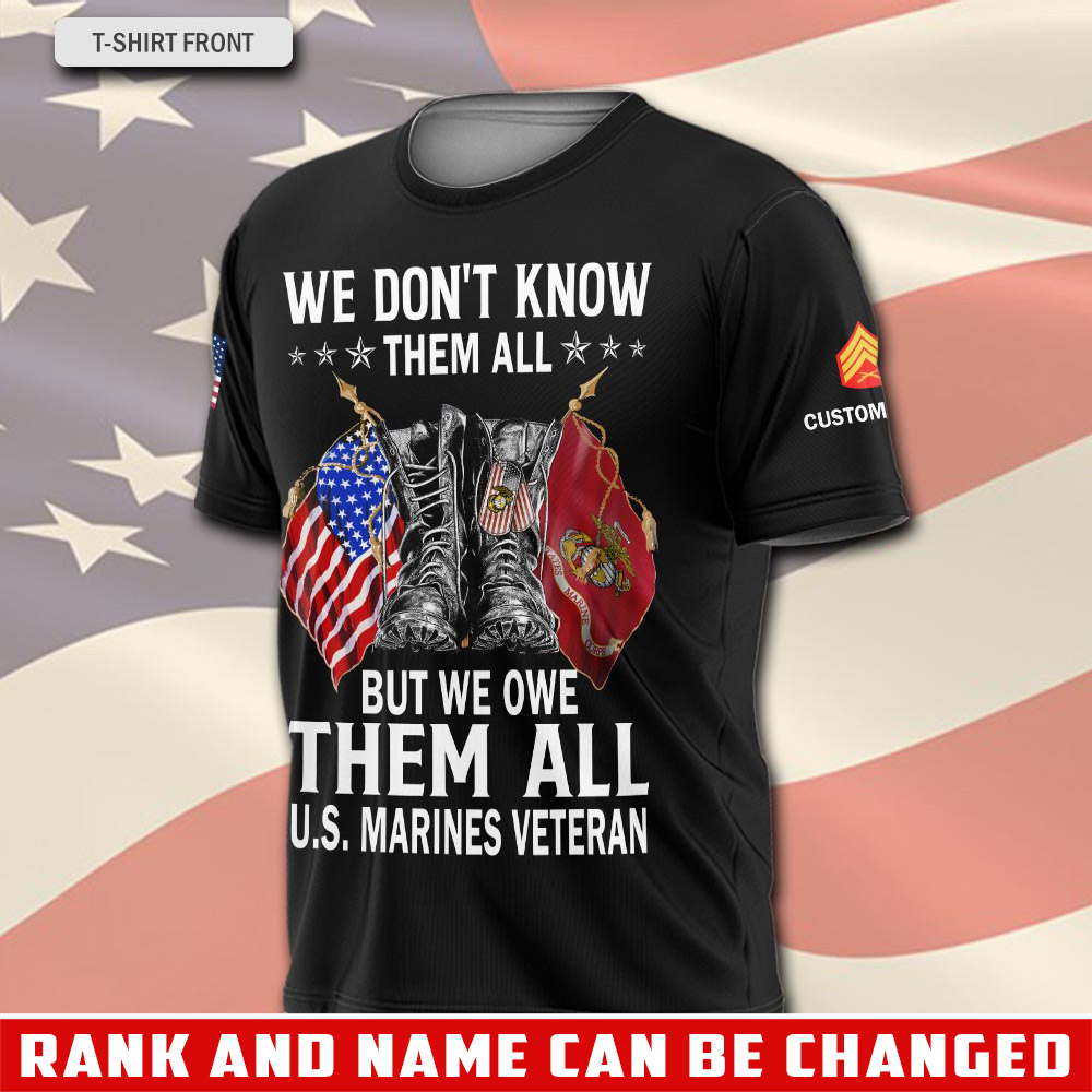 US Marine Corps, Proud Veteran - T-Shirt - Image 3