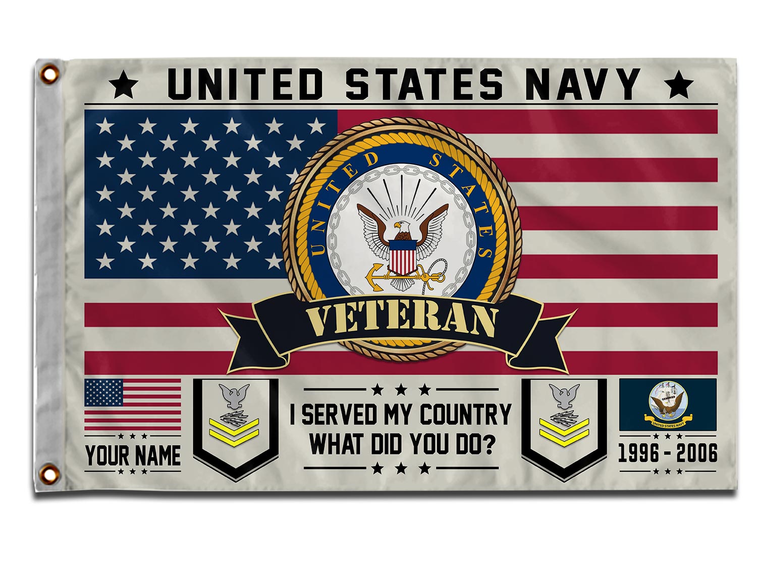 US Navy, E 7 Gold - Flying Flag 3×5 Feet(90×150 Cm) - Image 3