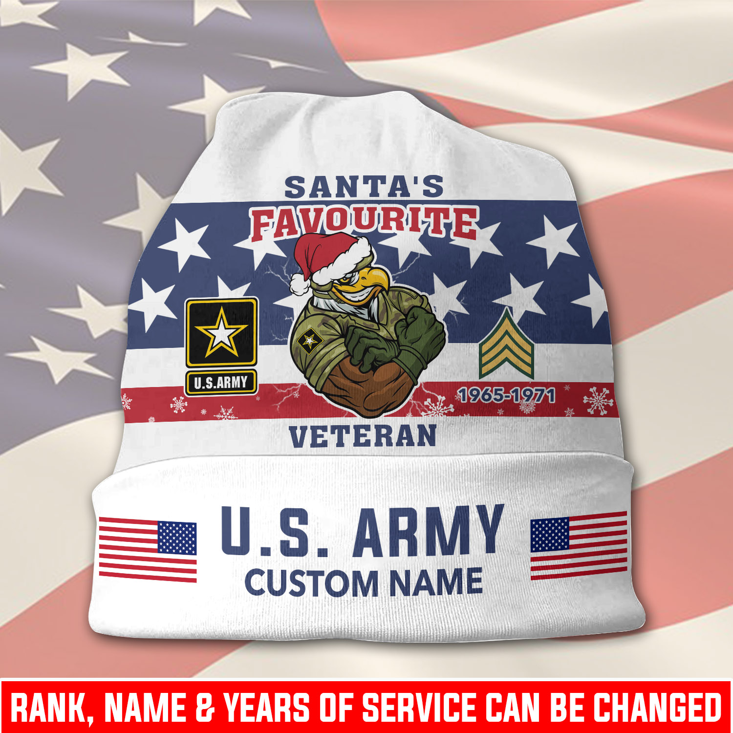 US Army, Land Of The Free, Because Of The Brave - Full-Printed Beanie Hat