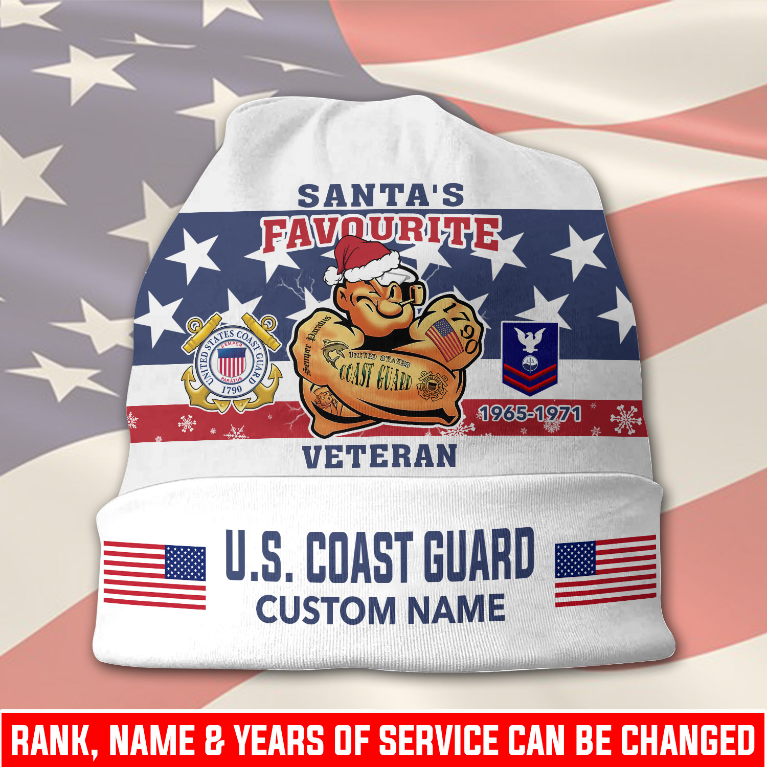 US Coast Guard, Once A Coastie, Always A Coastie - Full-Printed Beanie Hat