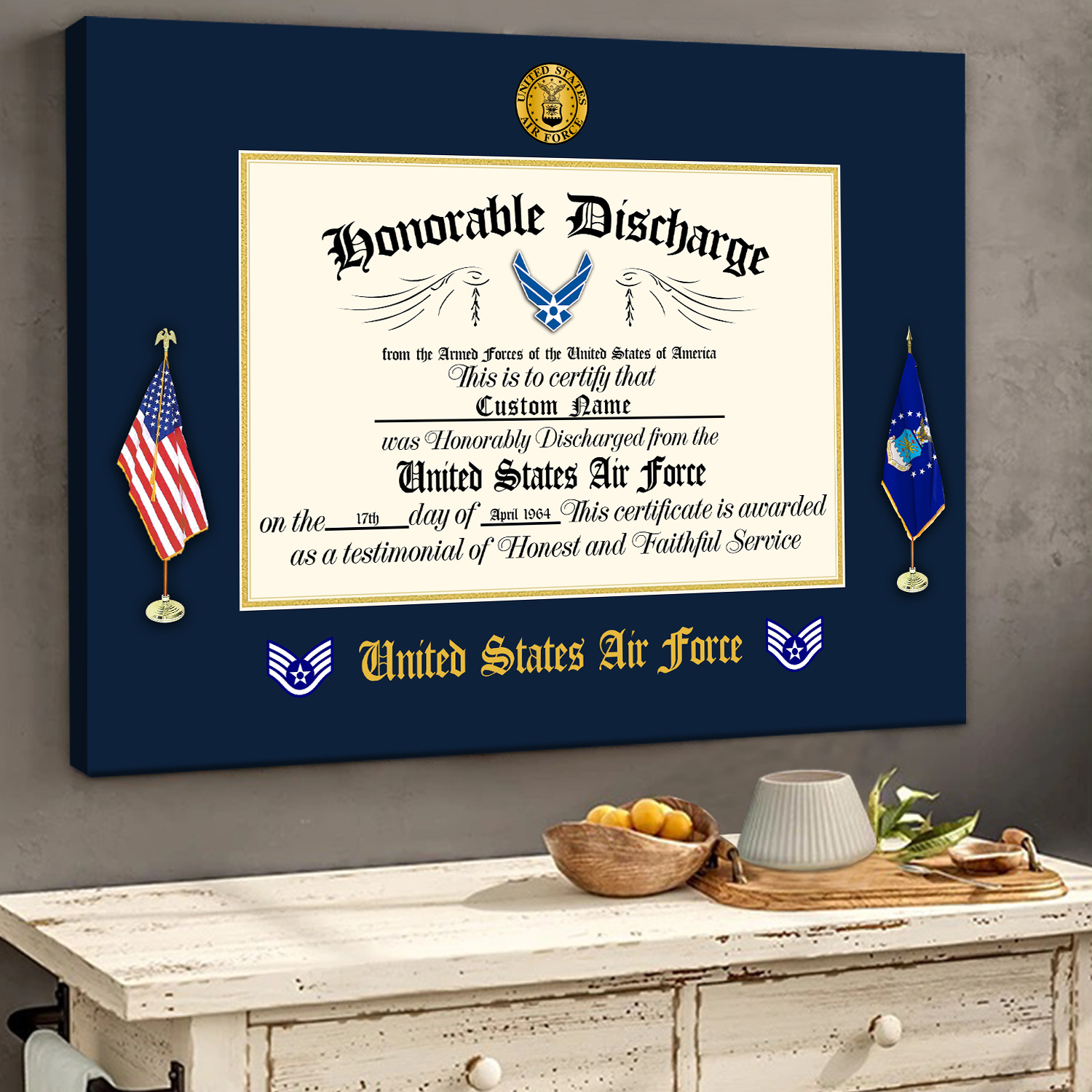 US Air Force, E 4 Air Force Sergeant - Canvas (With Frame) 10x8in - Image 2