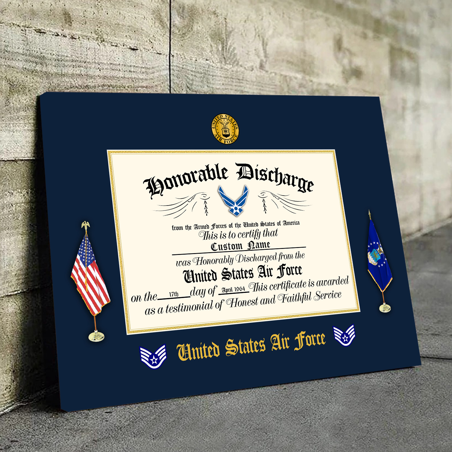 US Air Force, E 4 Air Force Sergeant - Canvas (With Frame) 10x8in - Image 3